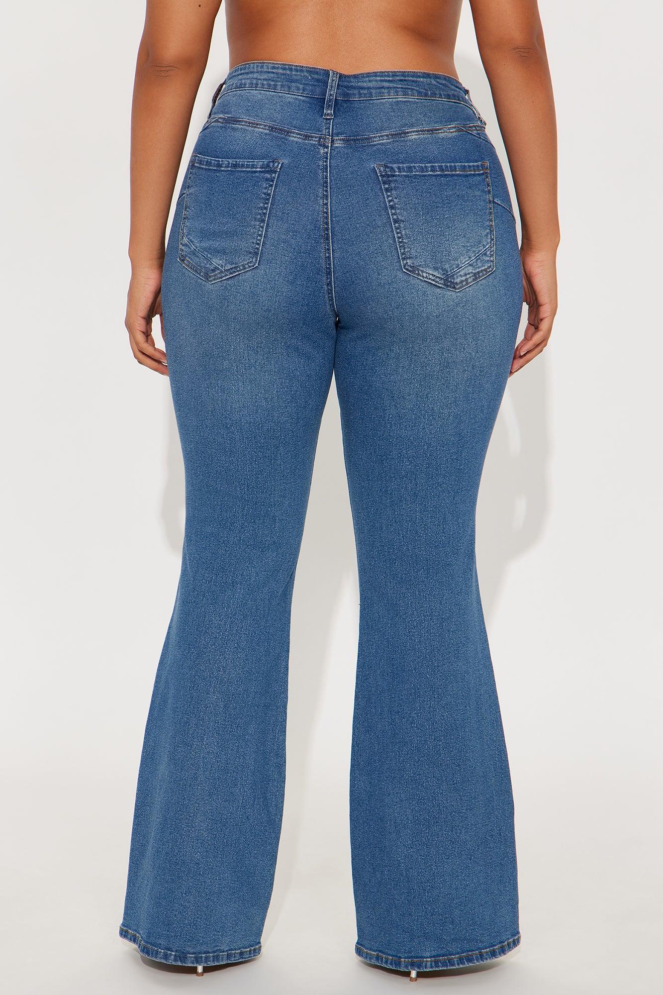 Vibe Check Curvy Stretch Flare Jeans  - Medium Wash Female Product Image