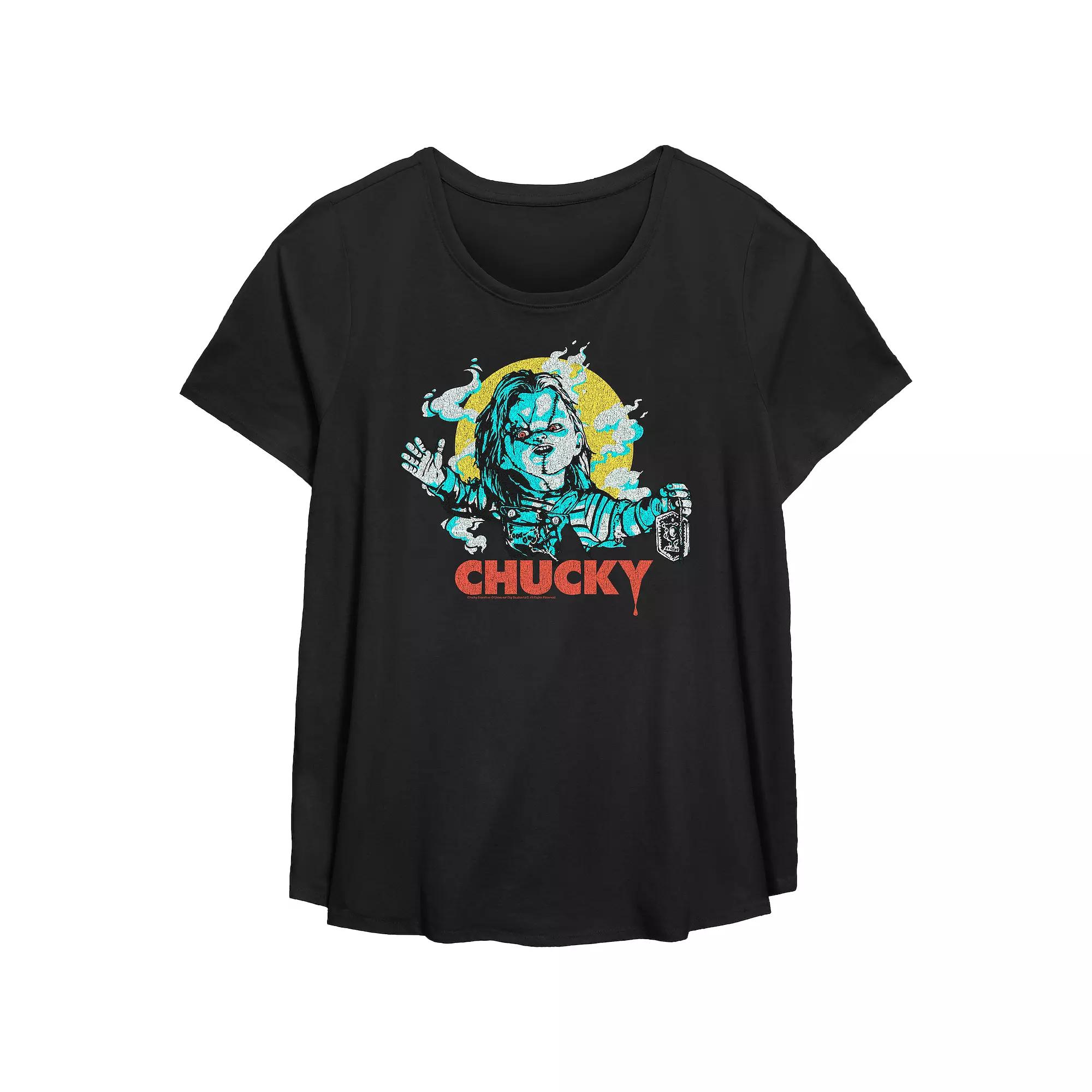 Plus Size Chucky Is Here Flowy Graphic Tee, Women's, Size: 1XL, Black Product Image