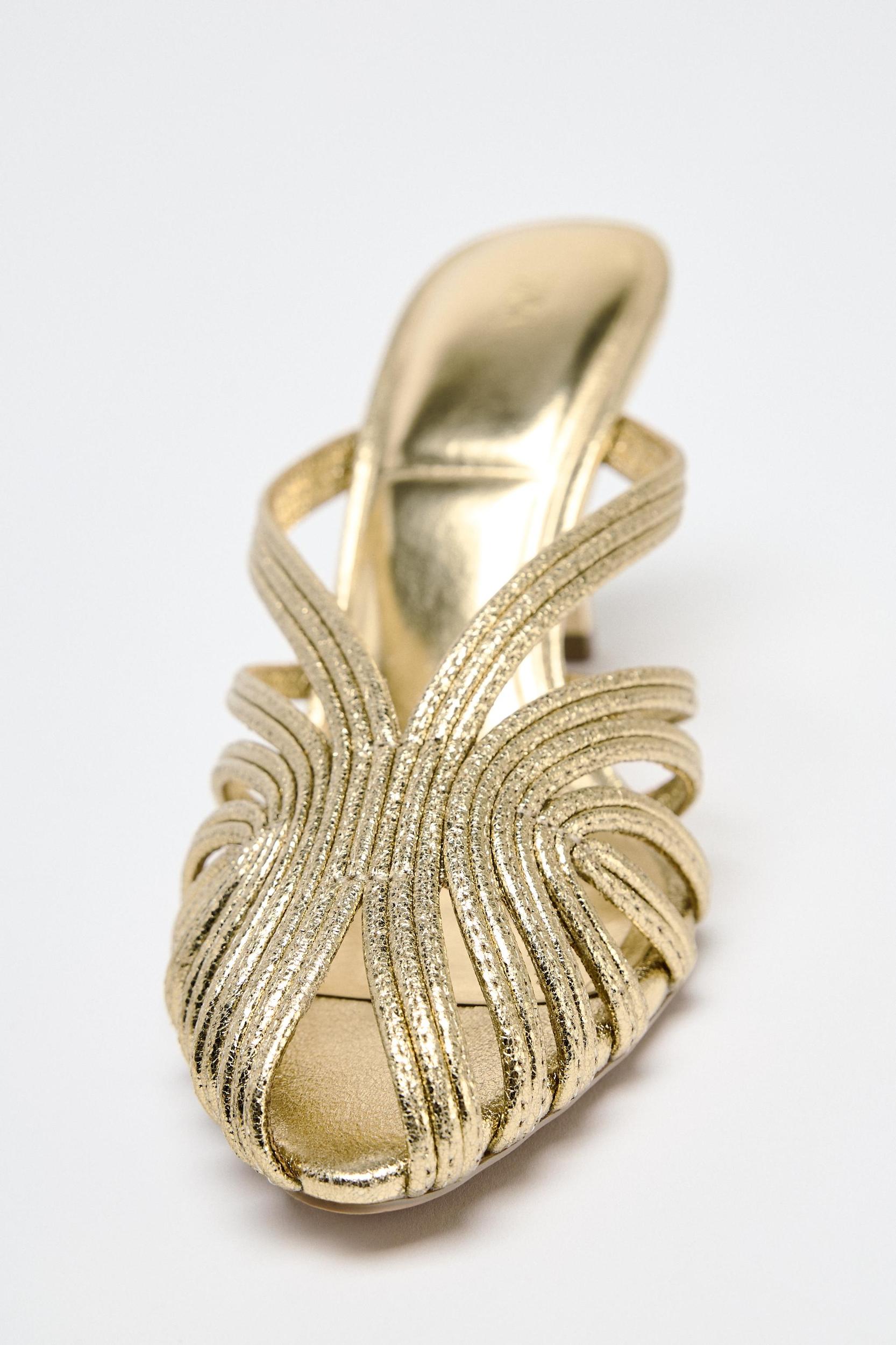 METALLIC EFFECT STILETTO HEEL SANDALS Product Image