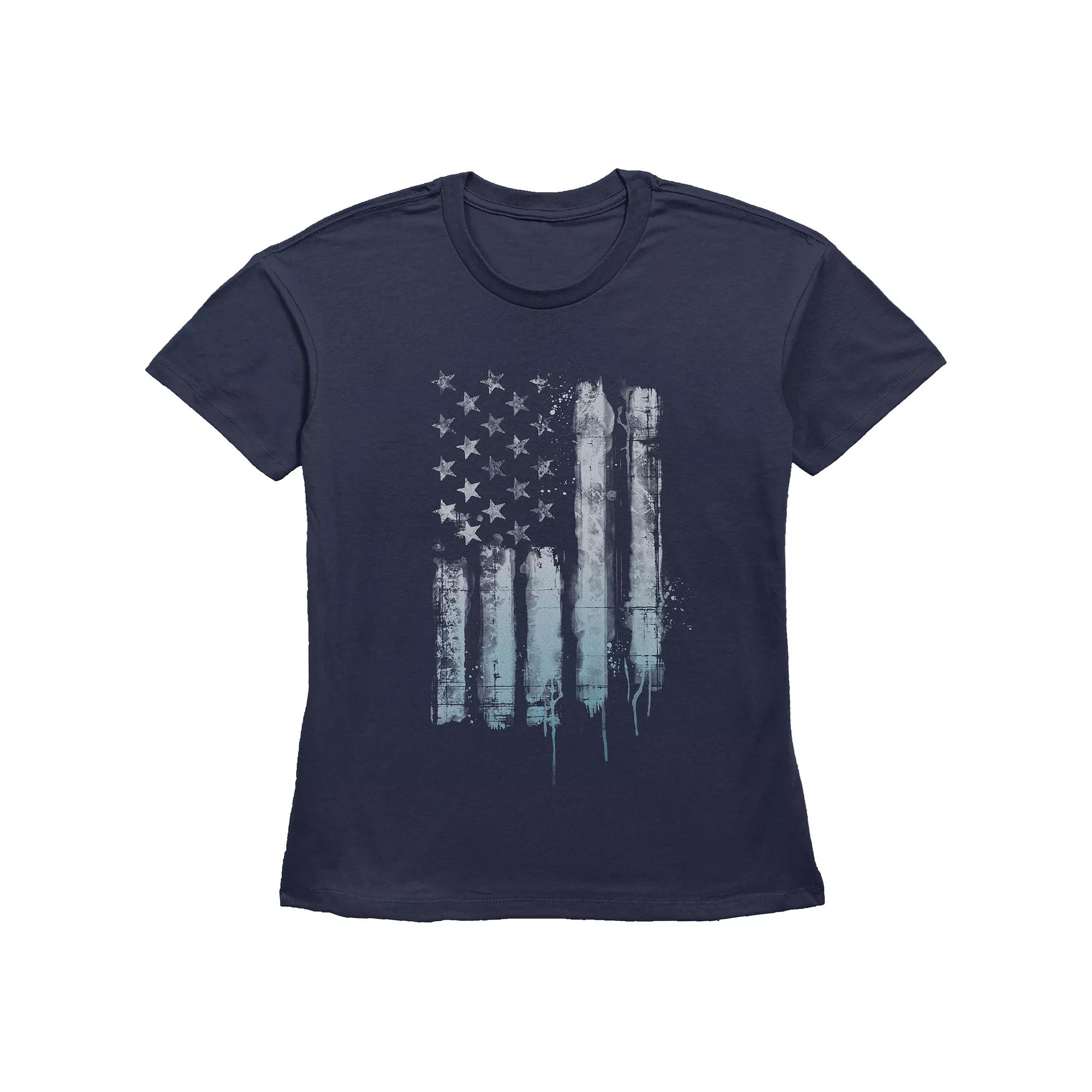 Women's Fifth Sun Rustic American Flag Paint Drip Short Sleeve Graphic Tee, Girl's,  Product Image