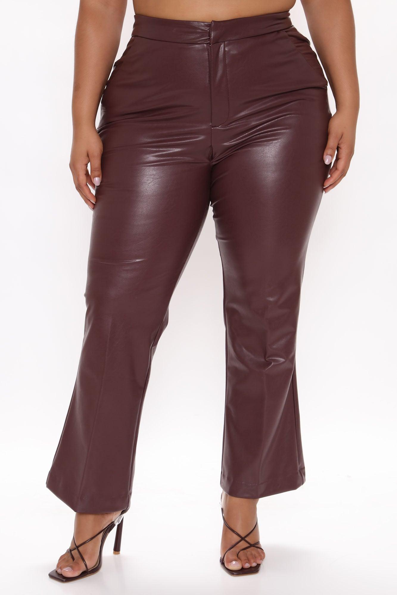 Julia Faux Leather Trouser Pant - Chocolate Product Image
