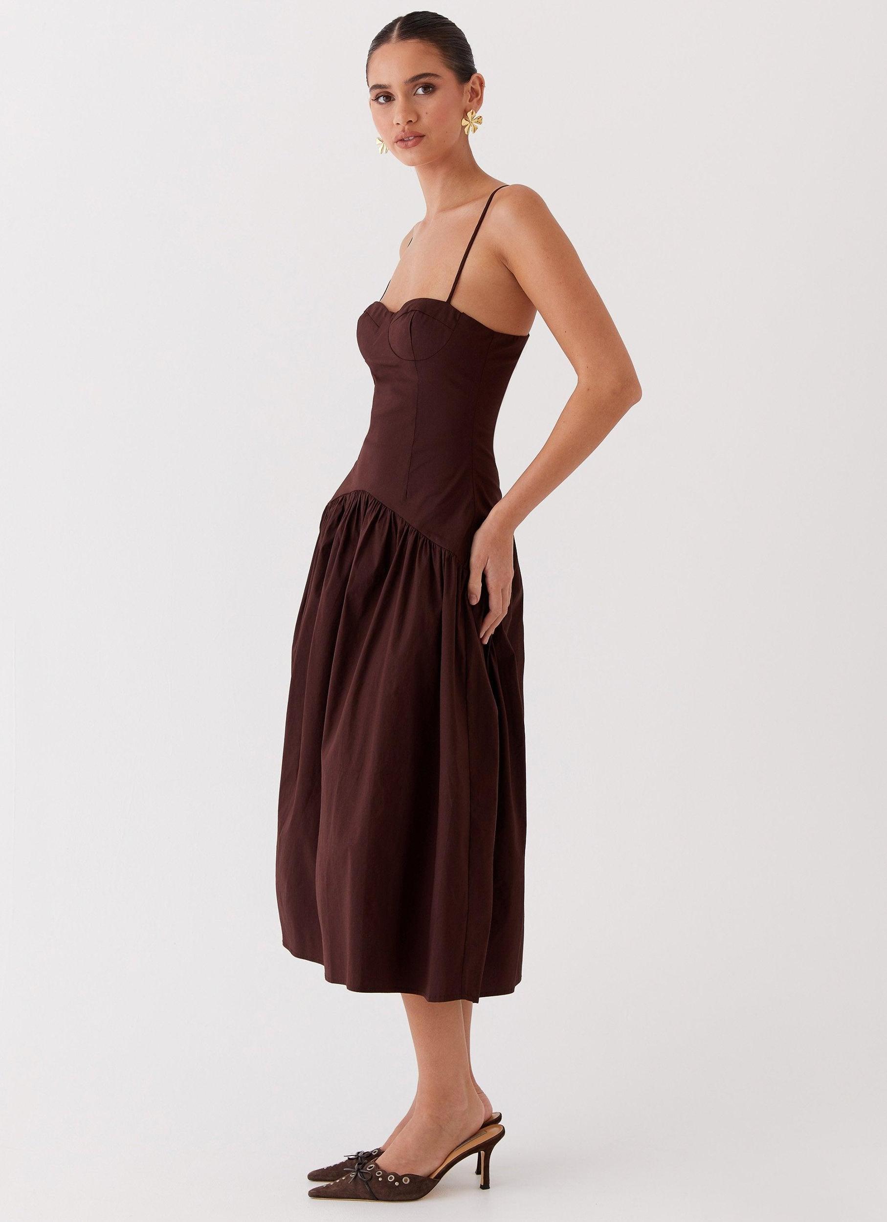 Yvette Corset Midi Dress - Chocolate Product Image