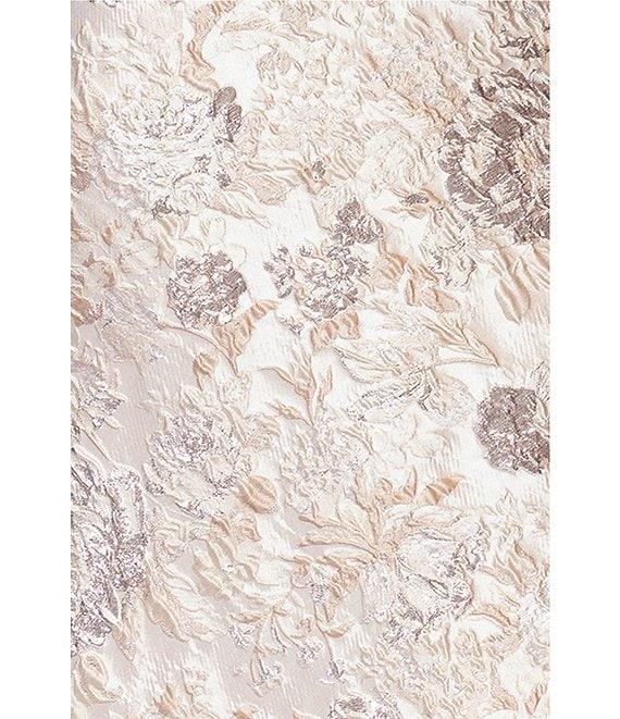 Xscape One Shoulder Cascading Side Ruffle Jacquard Sheath Gown Product Image