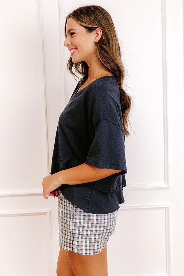 Simple Sway Oversized Crop Tee In Navy Product Image