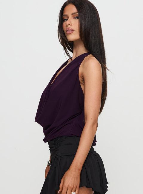 Carefree Days Cowl Neck Top Purple Product Image