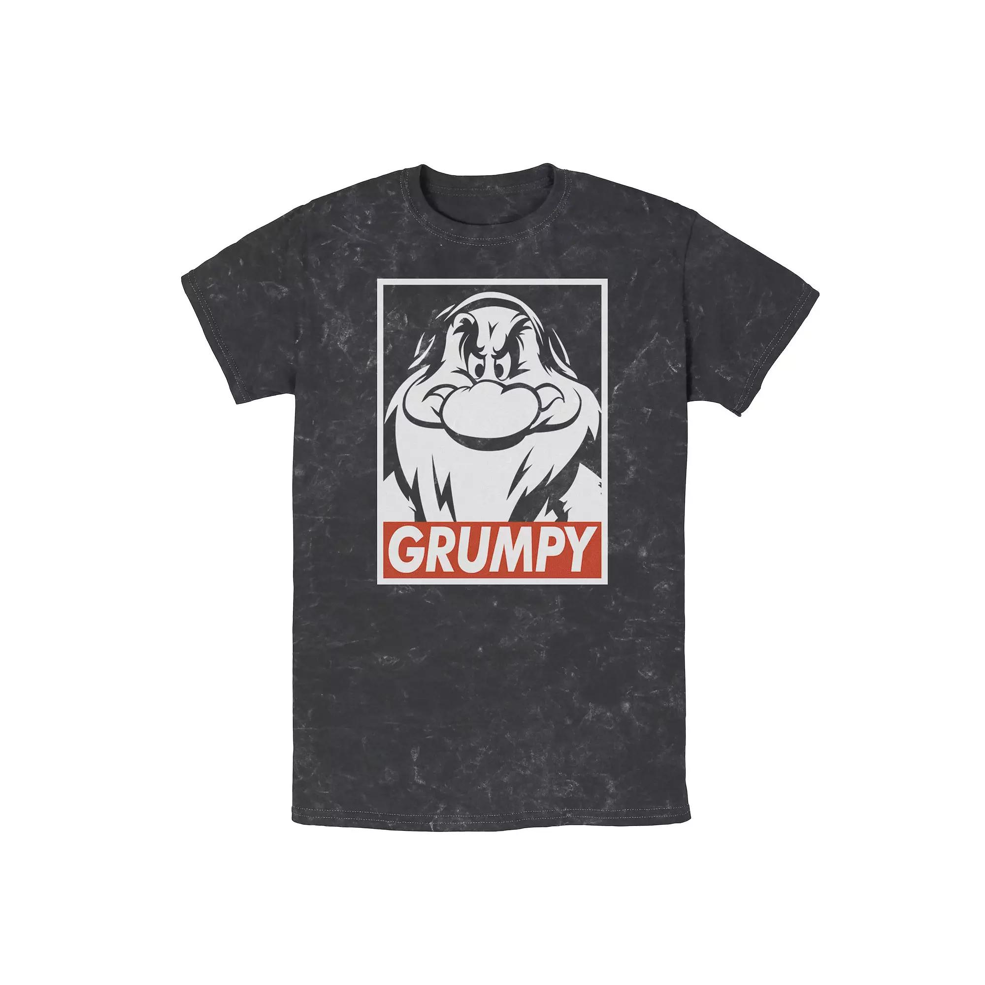 Men's Disney Snow White Grumpy Streetwear Poster Wash Tee, Size: XL, Black Product Image