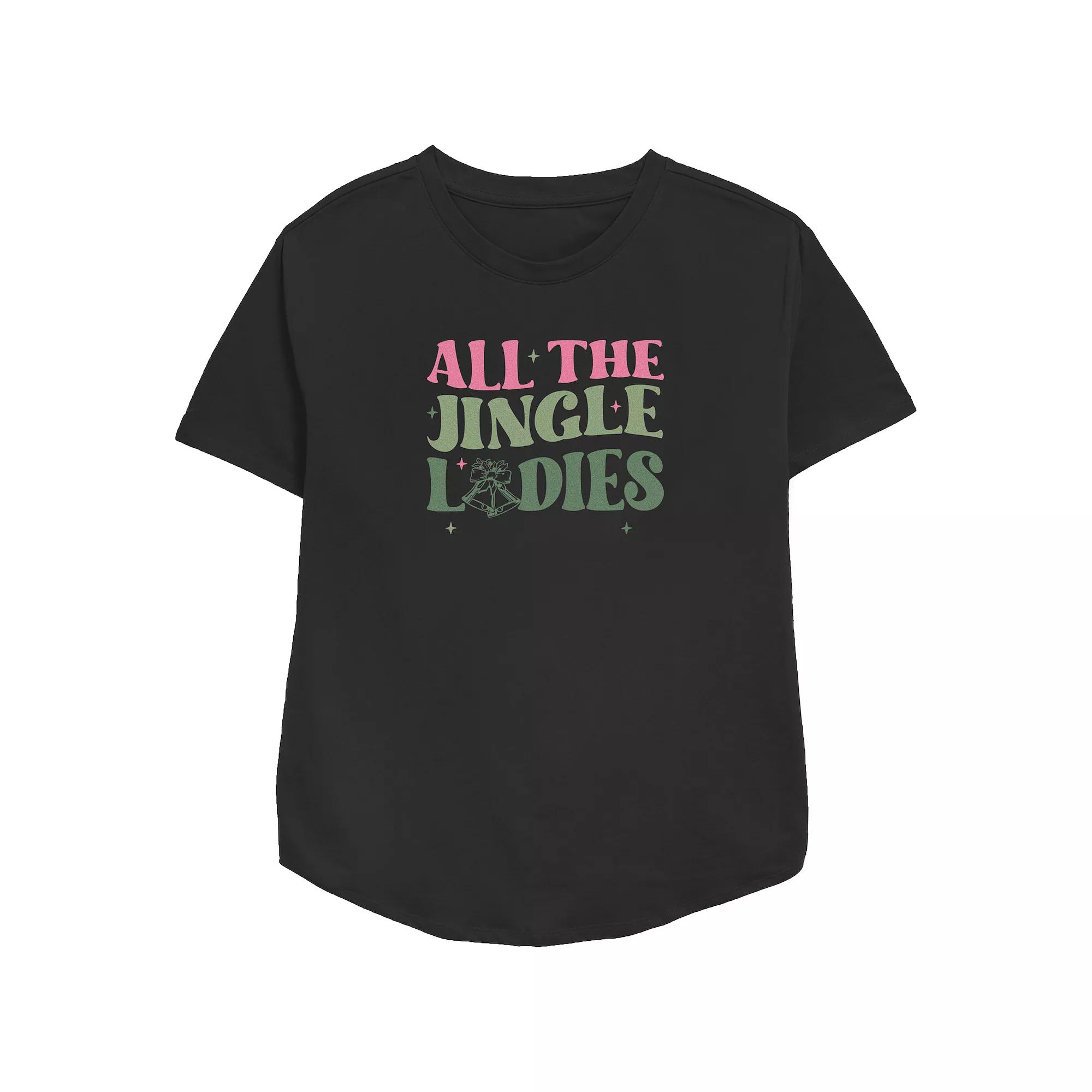 Women's All The Jingle Ladies Relaxed Fit Graphic Tee, Size: Small, Black Product Image
