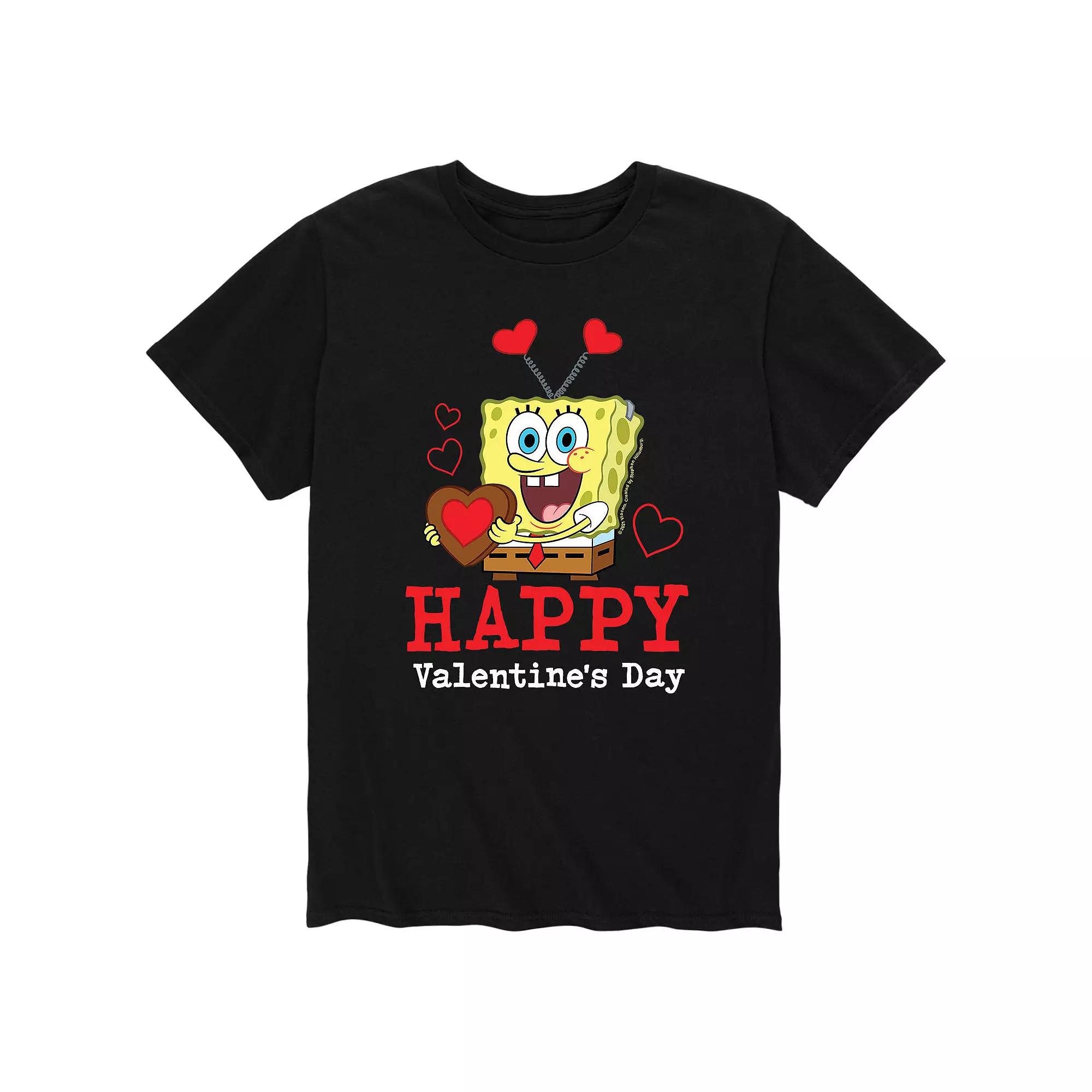 Men's SpongeBob Happy Valentine's Day Tee, Size: XL, Black Product Image