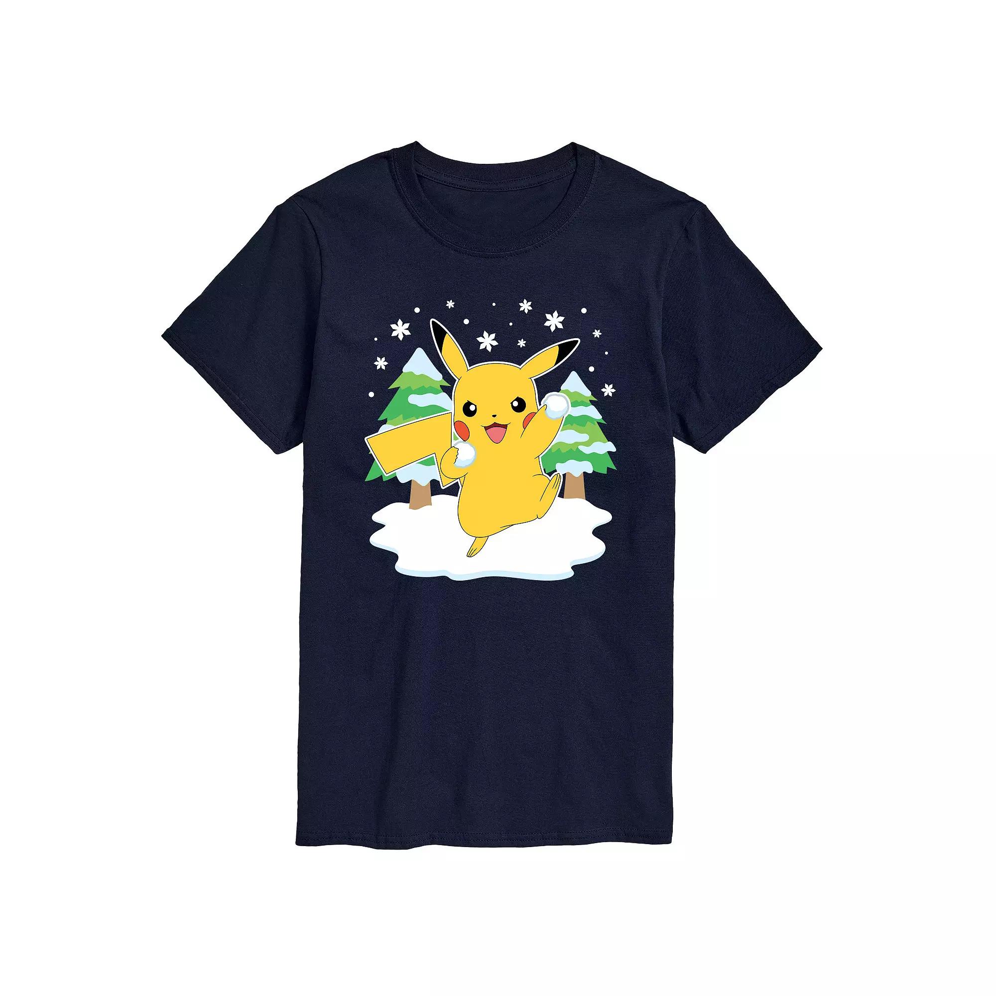 Men's Pokemon Pikachu Snowball Fight Graphic Tee,  Product Image