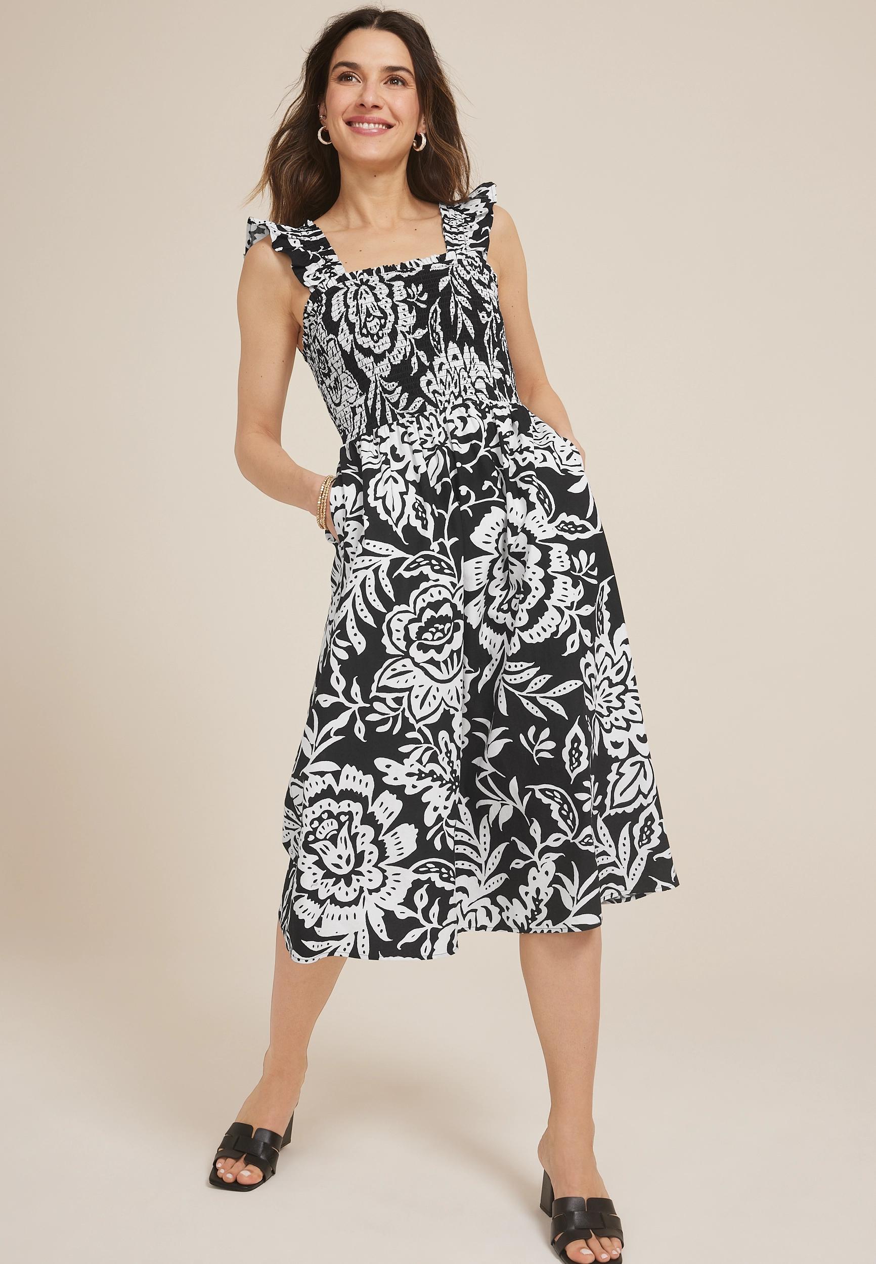 Maurices Womens Floral Flutter Poplin Midi Dress Product Image