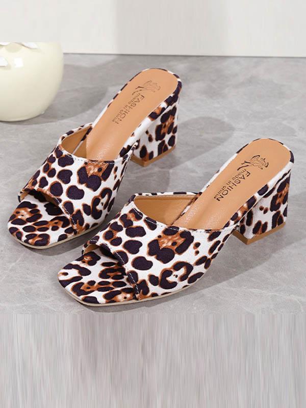 Leopard Open Toe Pumps Sandals Slippers Product Image