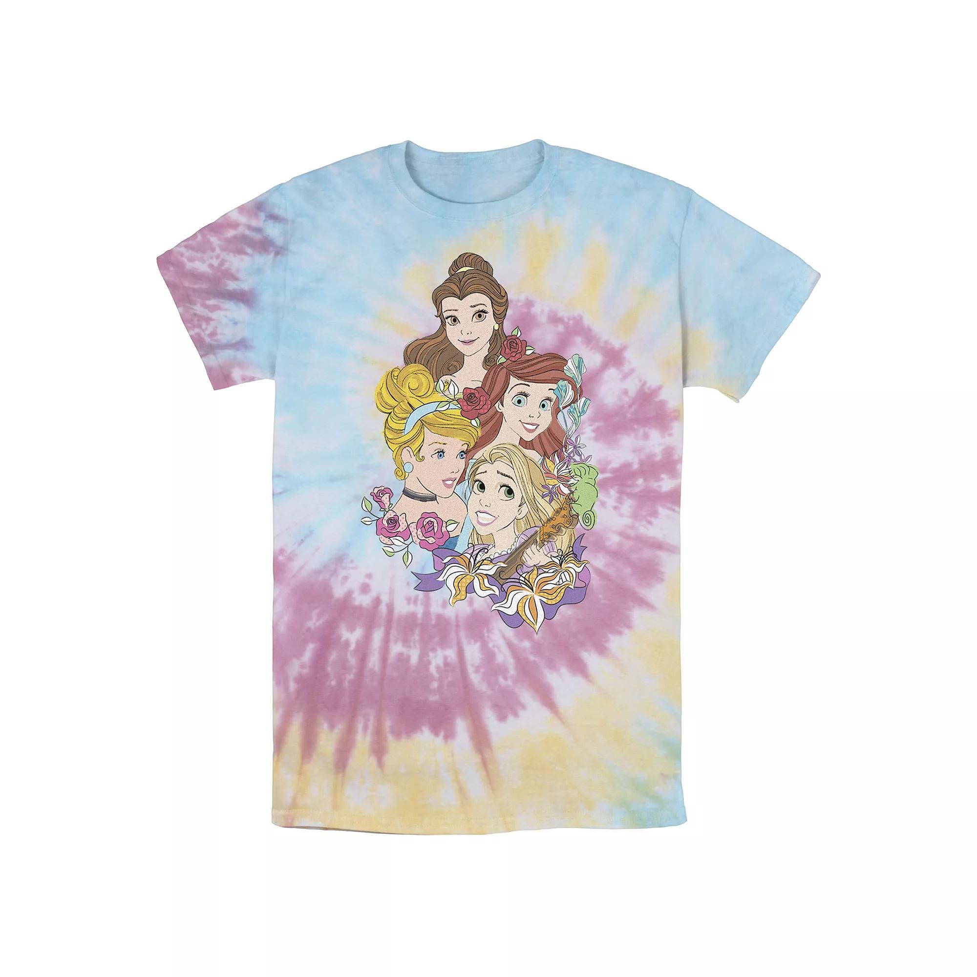 Men's Disney Princess Floral Belle Cinderella Ariel Rapunzel Bomabrd Wash Tee,  Product Image