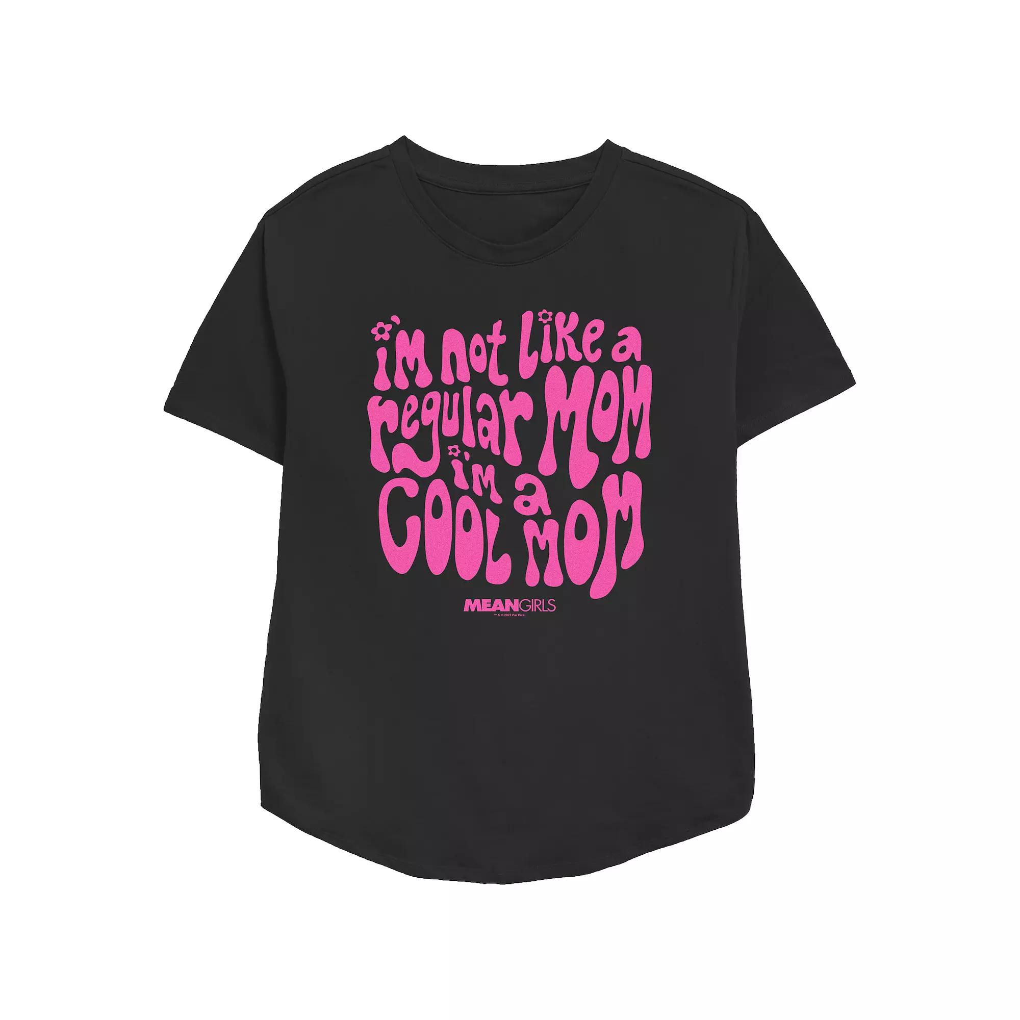Women's Mean Girls I'm Not A Regular Mom I'm A Cool Mom Groovy Font Relaxed Fit Graphic Tee,  Product Image