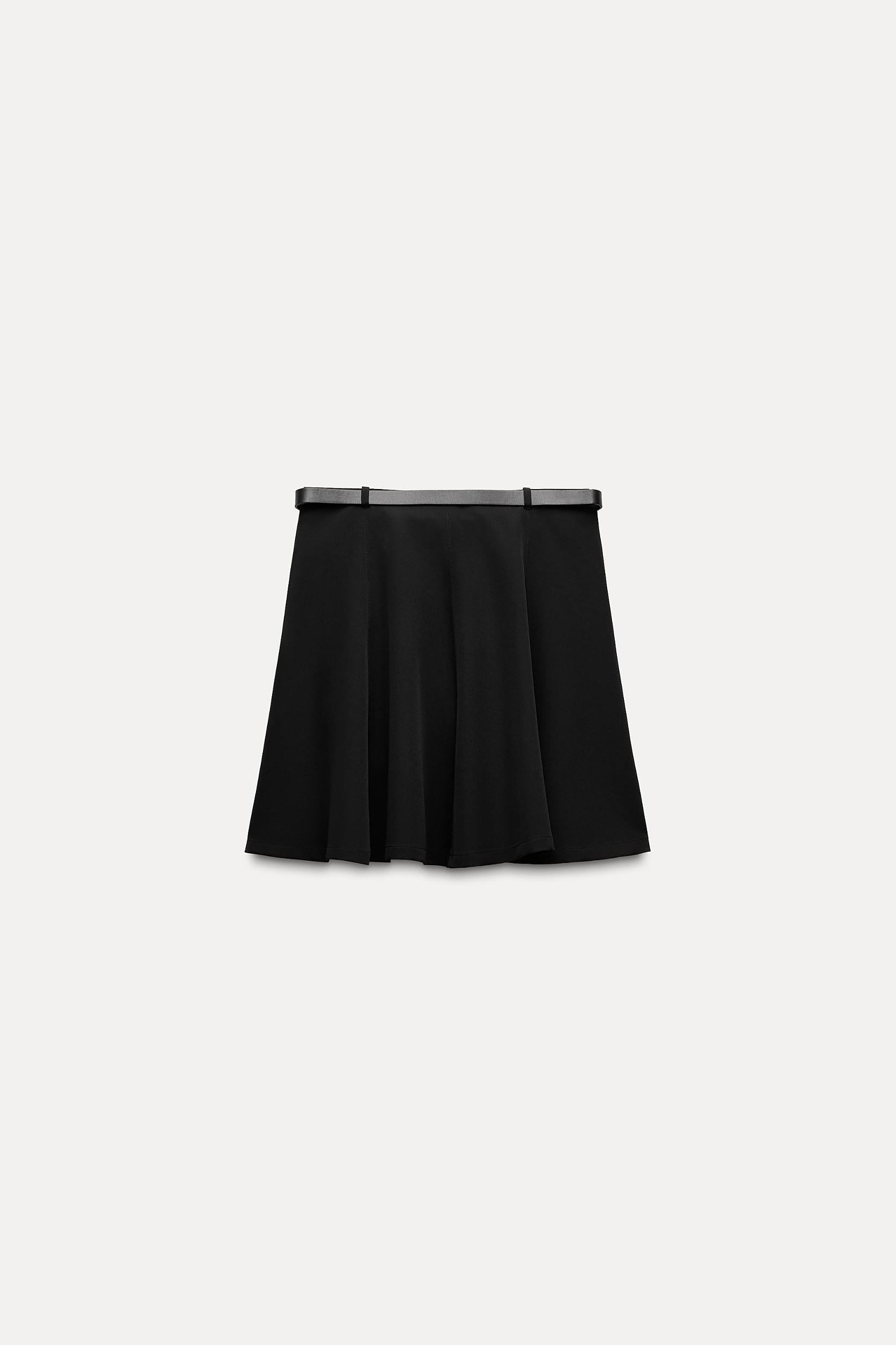 BELTED CREPE MINI SKIRT Product Image