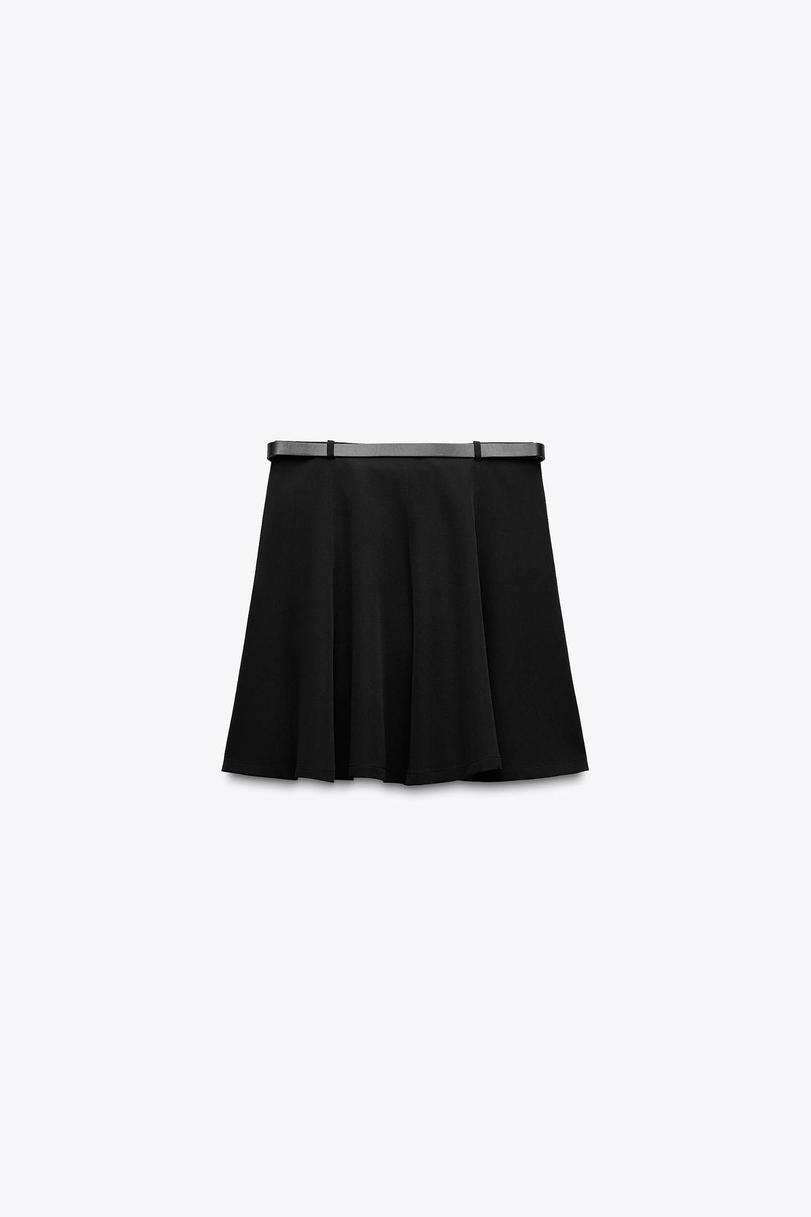 BELTED CREPE MINI SKIRT Product Image