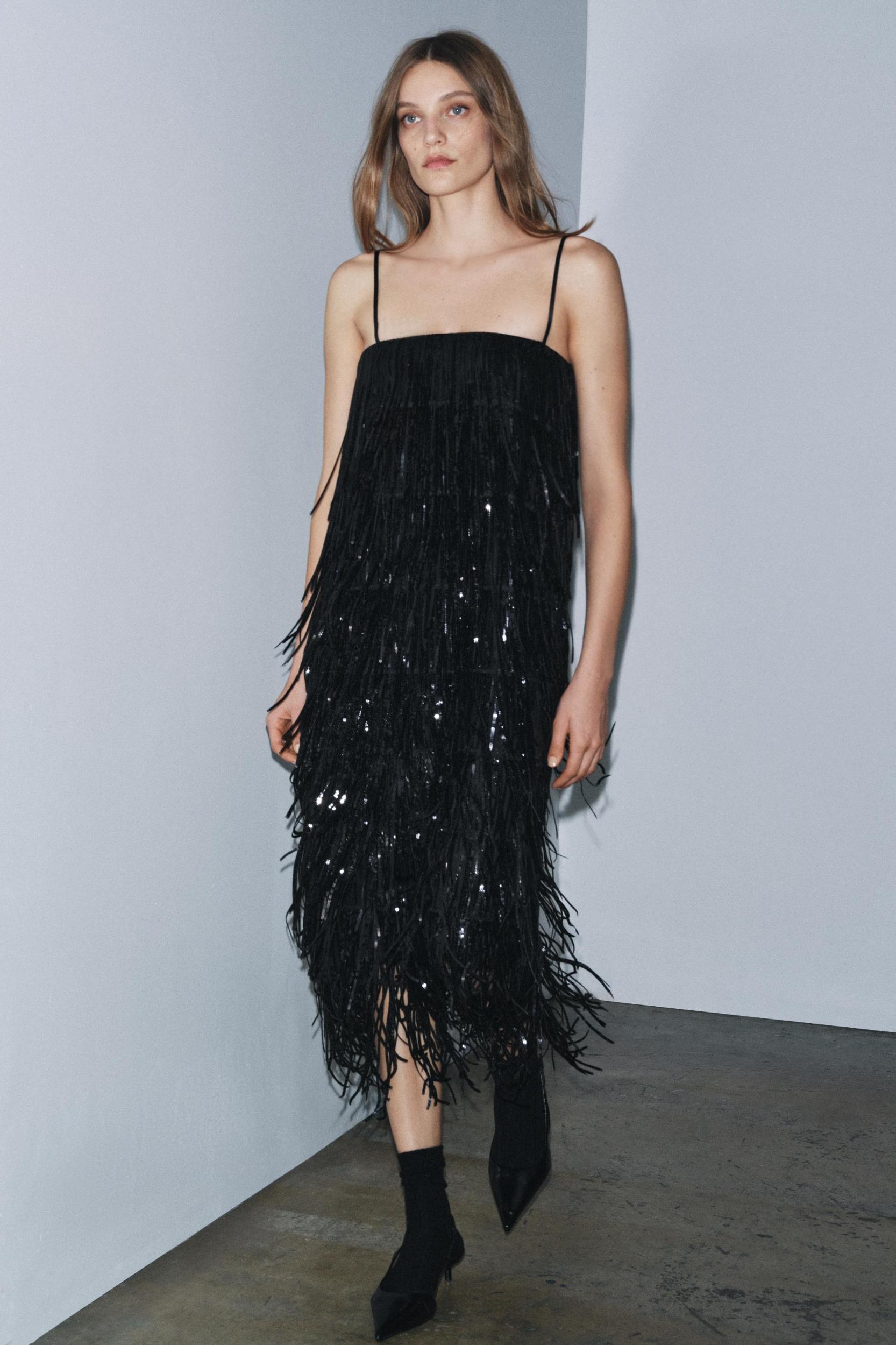 SEQUIN FRINGE DRESS ZW COLLECTION LIMITED EDITION Product Image