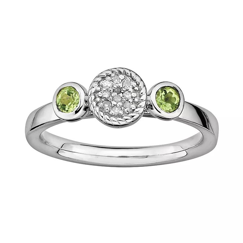 Stacks & Stones Sterling Sterling Silver Peridot & Diamond Accent Stack Ring, Women's, Size: 5 Product Image