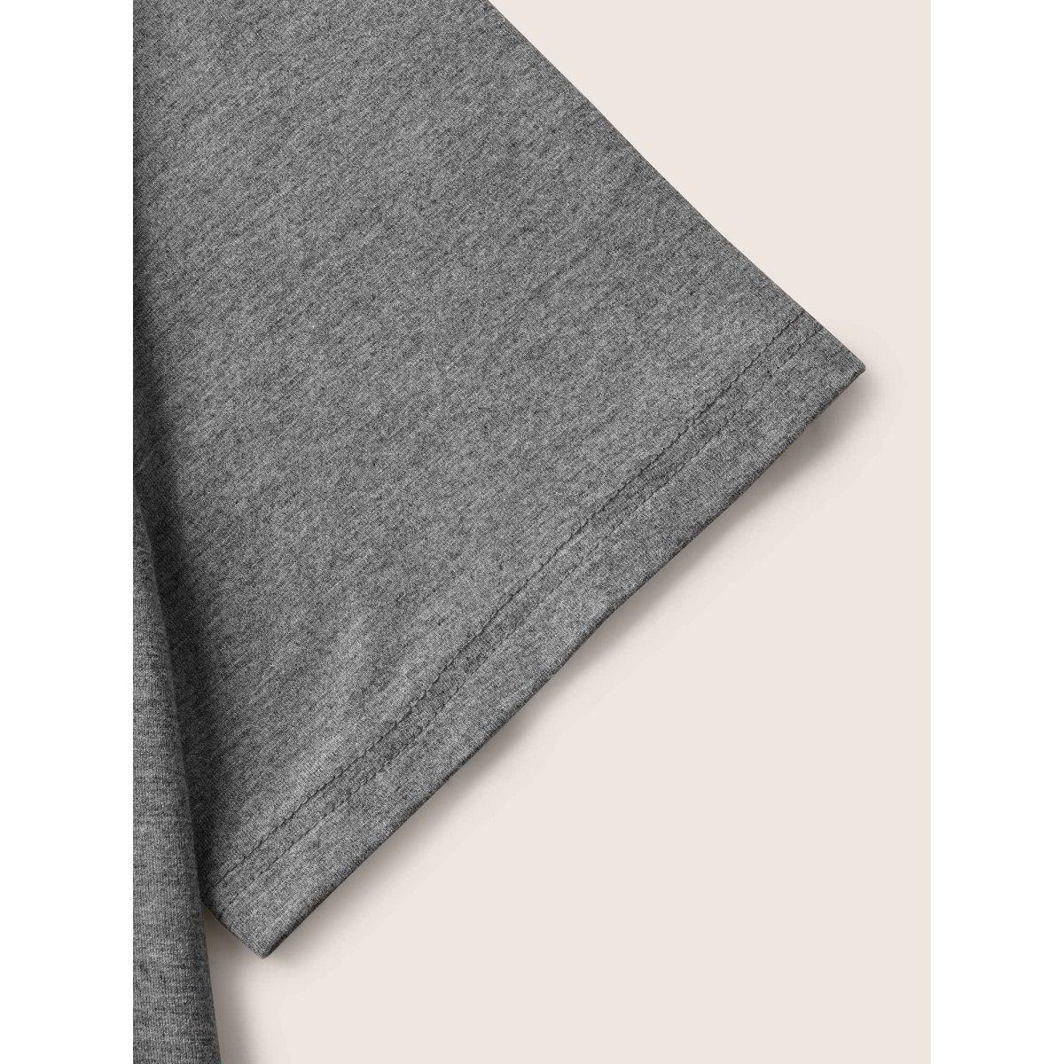 Plus Size Supersoft Essentials Solid Square Neck Knit T-shirt DimGray Women Basics Non Square Neck Bodycon Everyday T-shirts BloomChic 30/6X Product Image