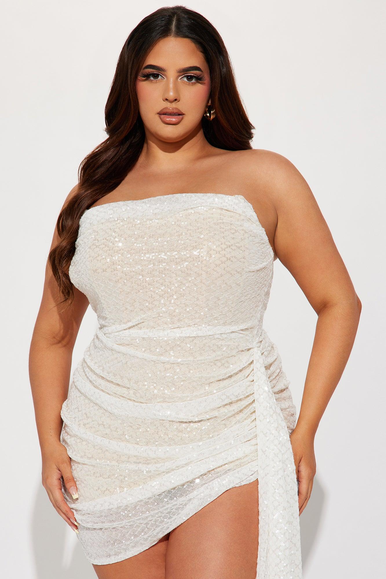 Lilian Draped Sequin Mini - Off White Product Image