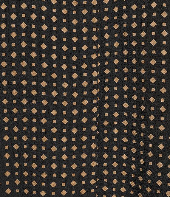 Lauren Ralph Lauren Vilodie Geometric Crepe Crew Neck Cap Sleeves Belted A-Line Midi Dress Product Image