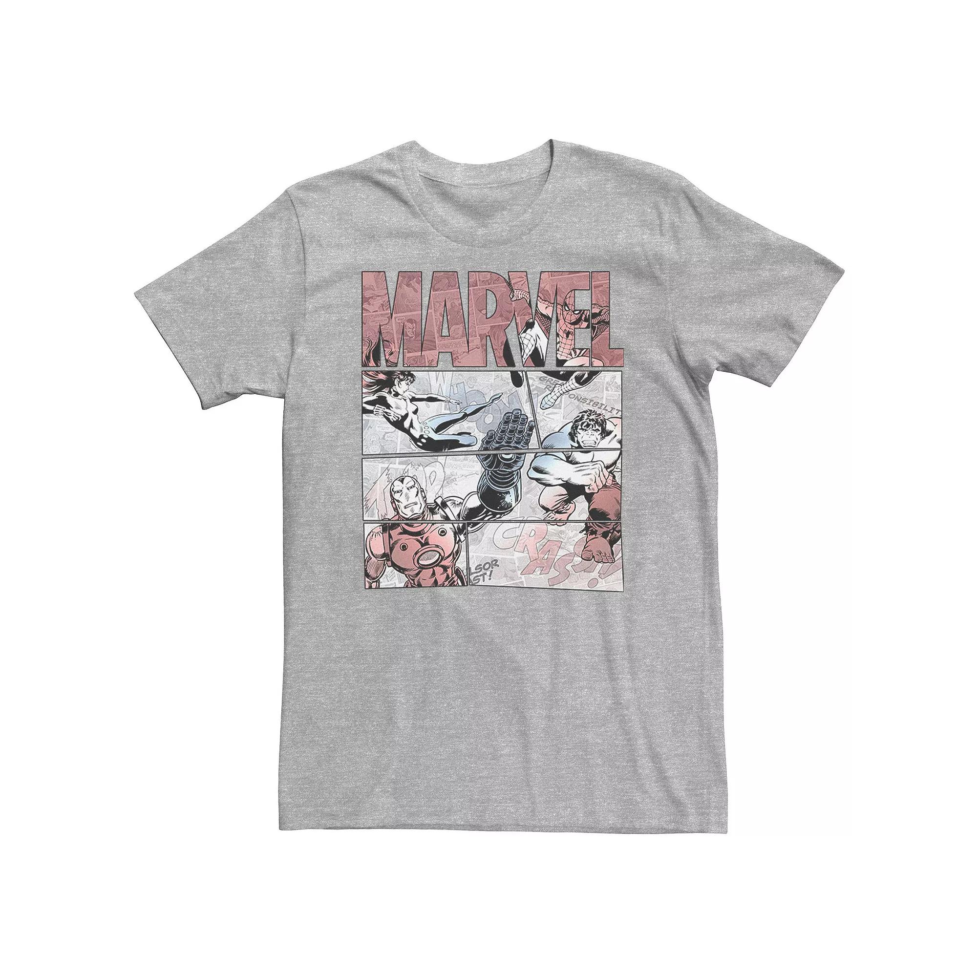 Big & Tall Marvel Retro Red, White & Blue Comic Panel Tee, Men's,  Product Image