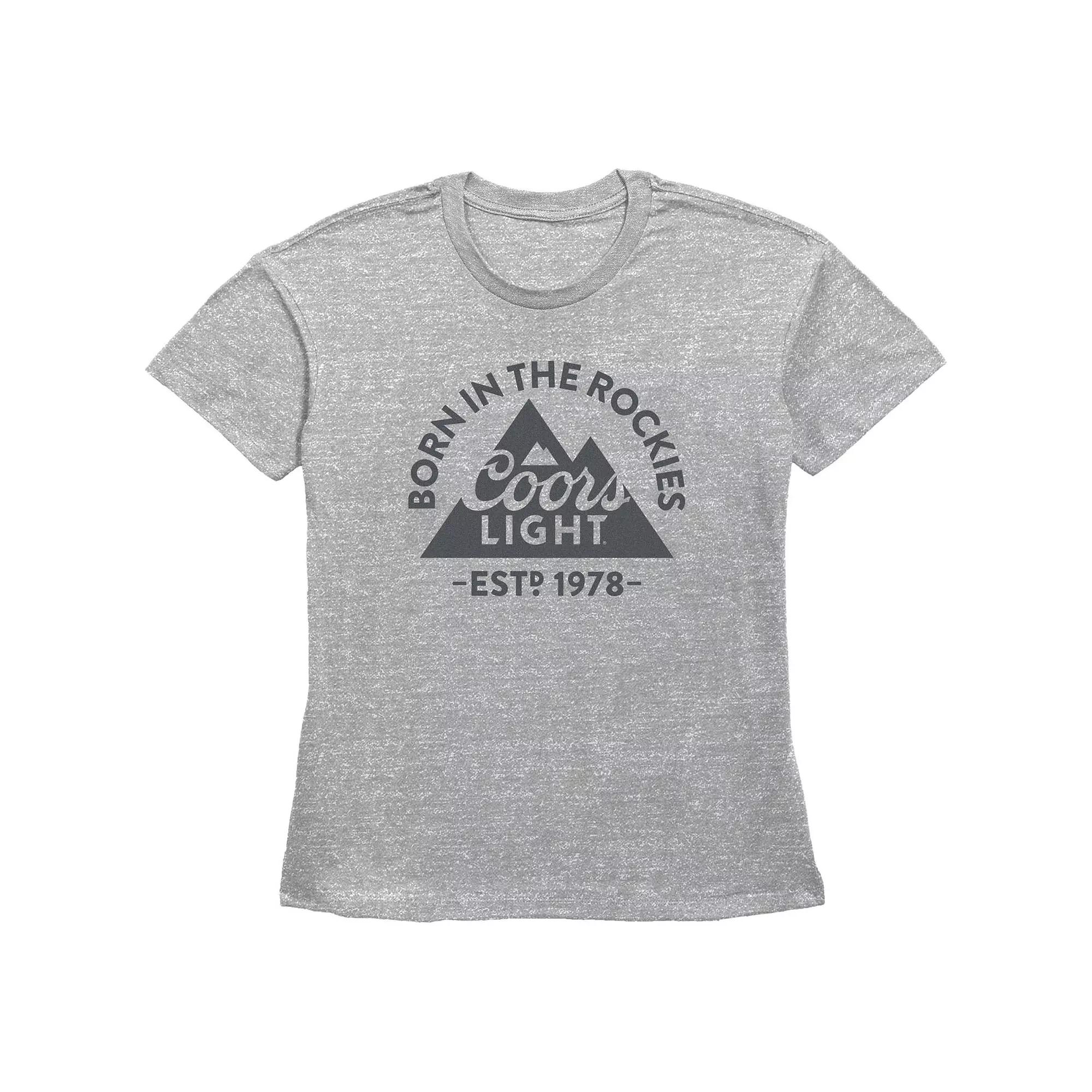 Women's Coors Light Born In The Rockies Graphic Tee, Size: XXL, Grey Gray Product Image