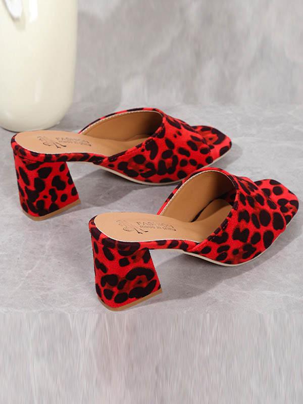 Leopard Open Toe Pumps Sandals Slippers Product Image