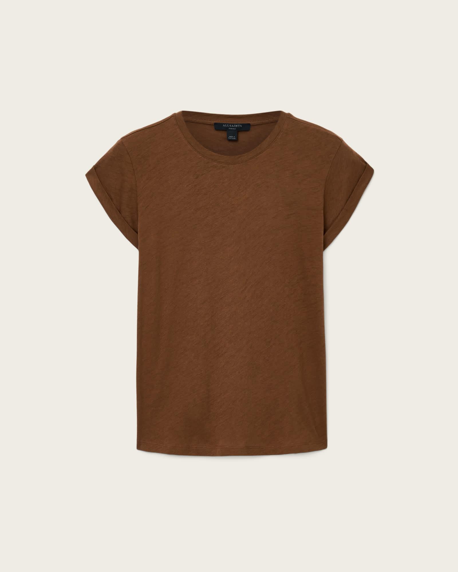 Anna Crew Neck Short Sleeve T-Shirt COGNAC BROWN | ALLSAINTS US Product Image
