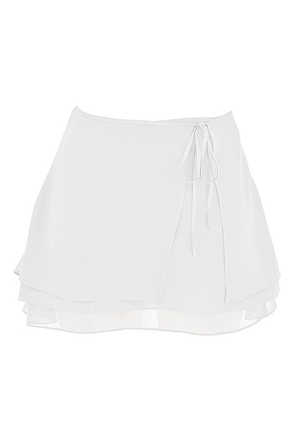 Clarice  white floaty layered mini skirt Product Image