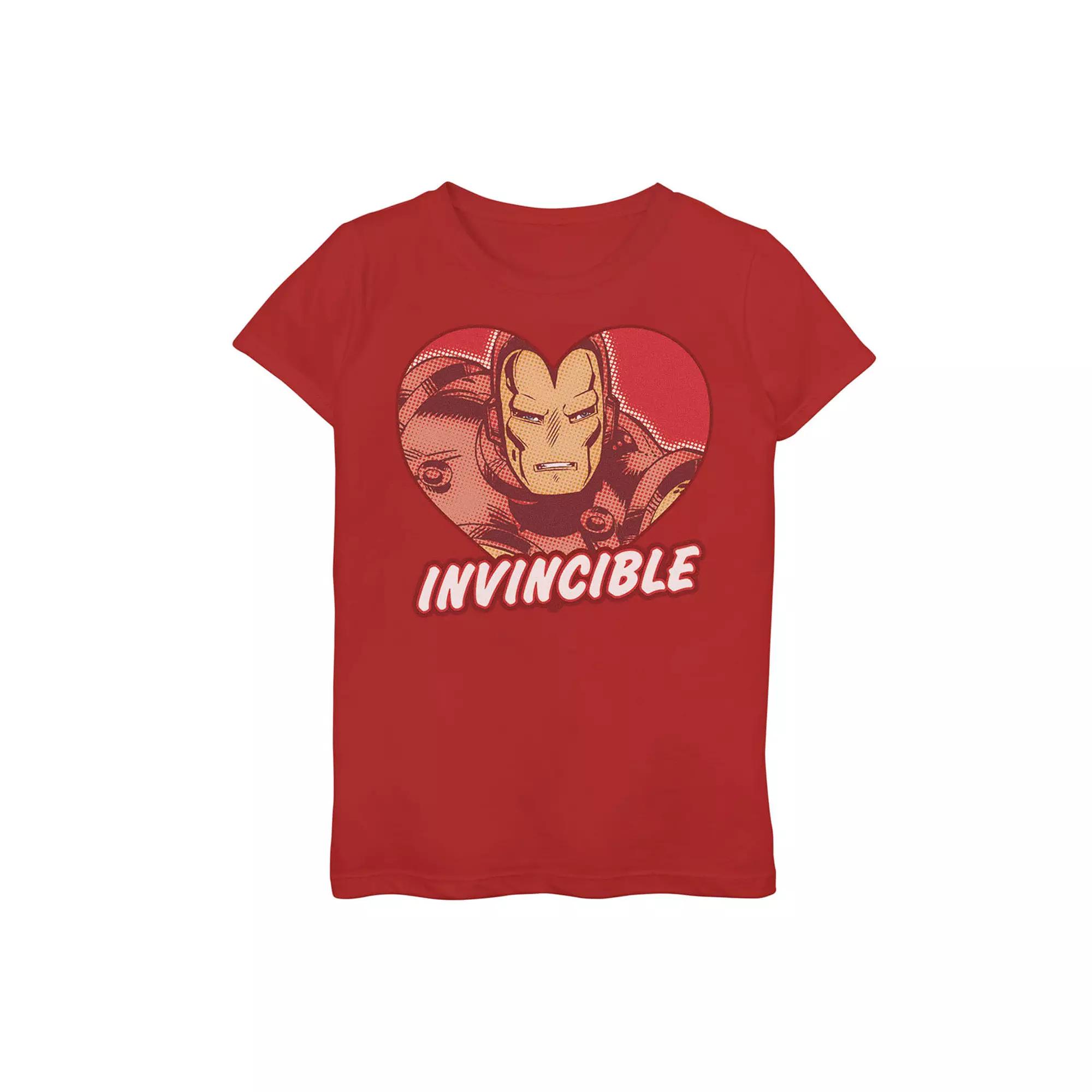 Girls 7-16 Marvel Iron Man "Invincible" Heart Graphic Tee, Girl's,  Product Image