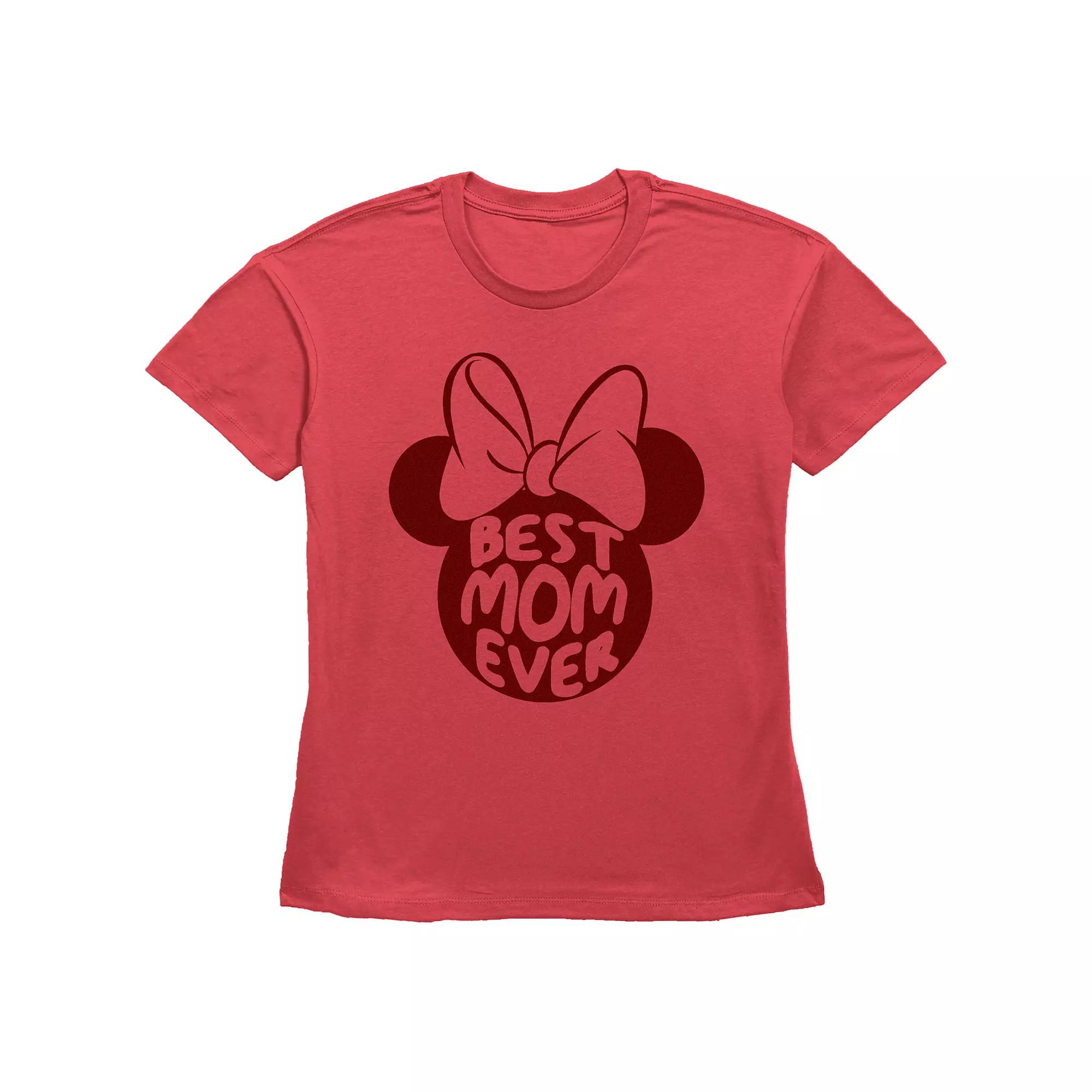 Disney's Minnie Mouse Juniors' Best Mom Ever Bow Silhouette Graphic Tee, Women's,  Product Image