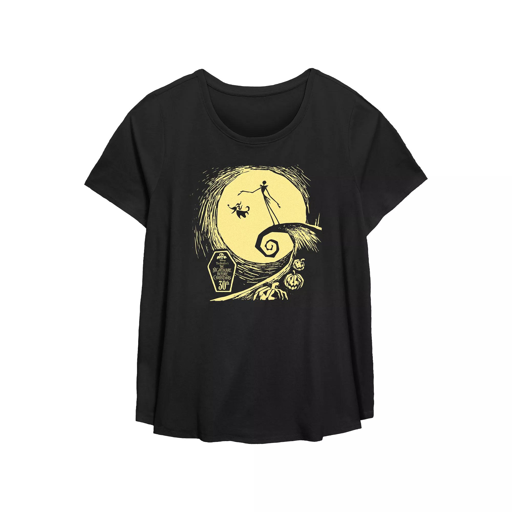 Disney's The Nightmare Before Christmas Jack Skellington Spiral Hill Plus Size Flowy Graphic Tee, Women's, Size: 0X, Black Product Image
