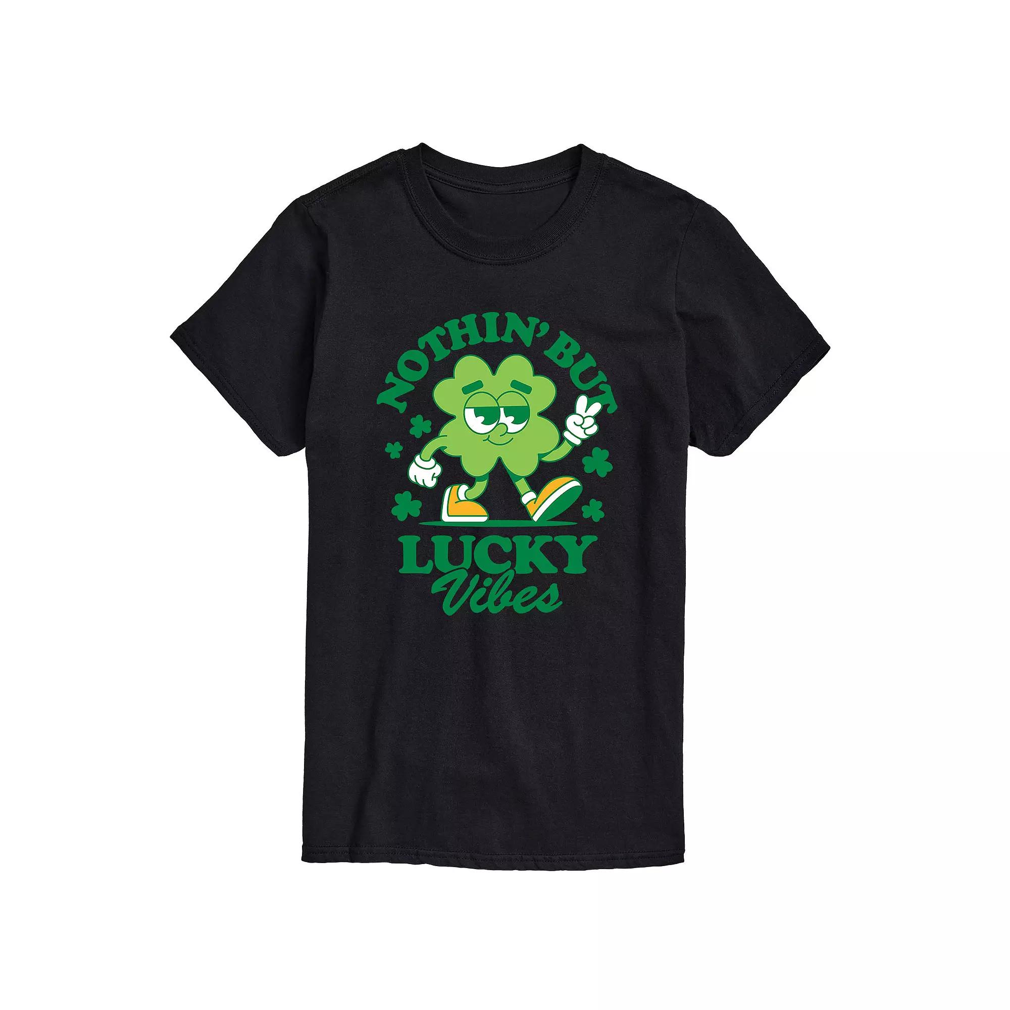 Men's Lucky Vibes Shamrock Mascot Graphic Tee,  Product Image