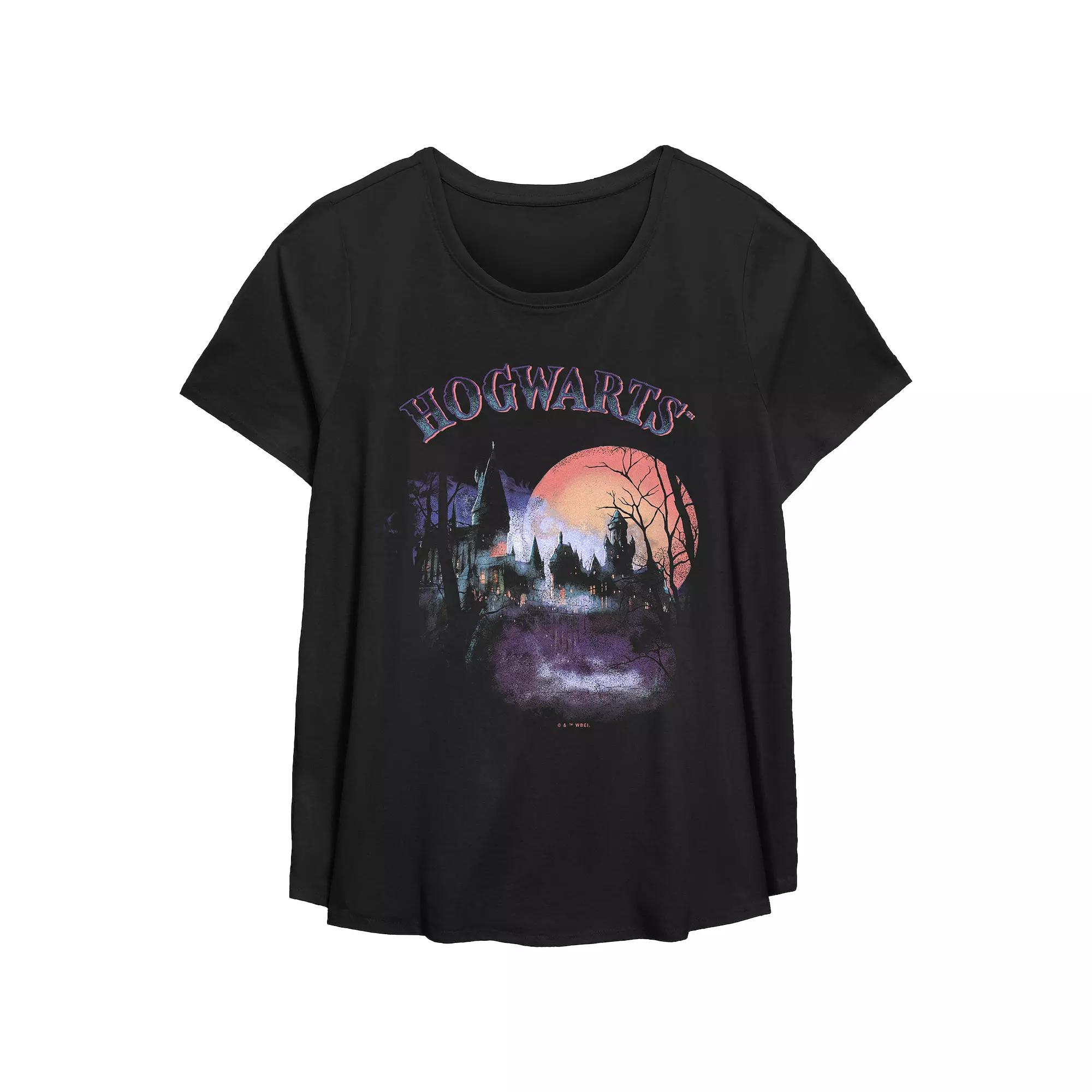 Plus Size Harry Potter Spooky Hogwarts Flowy Graphic Tee, Women's, Size: 1XL, Black Product Image
