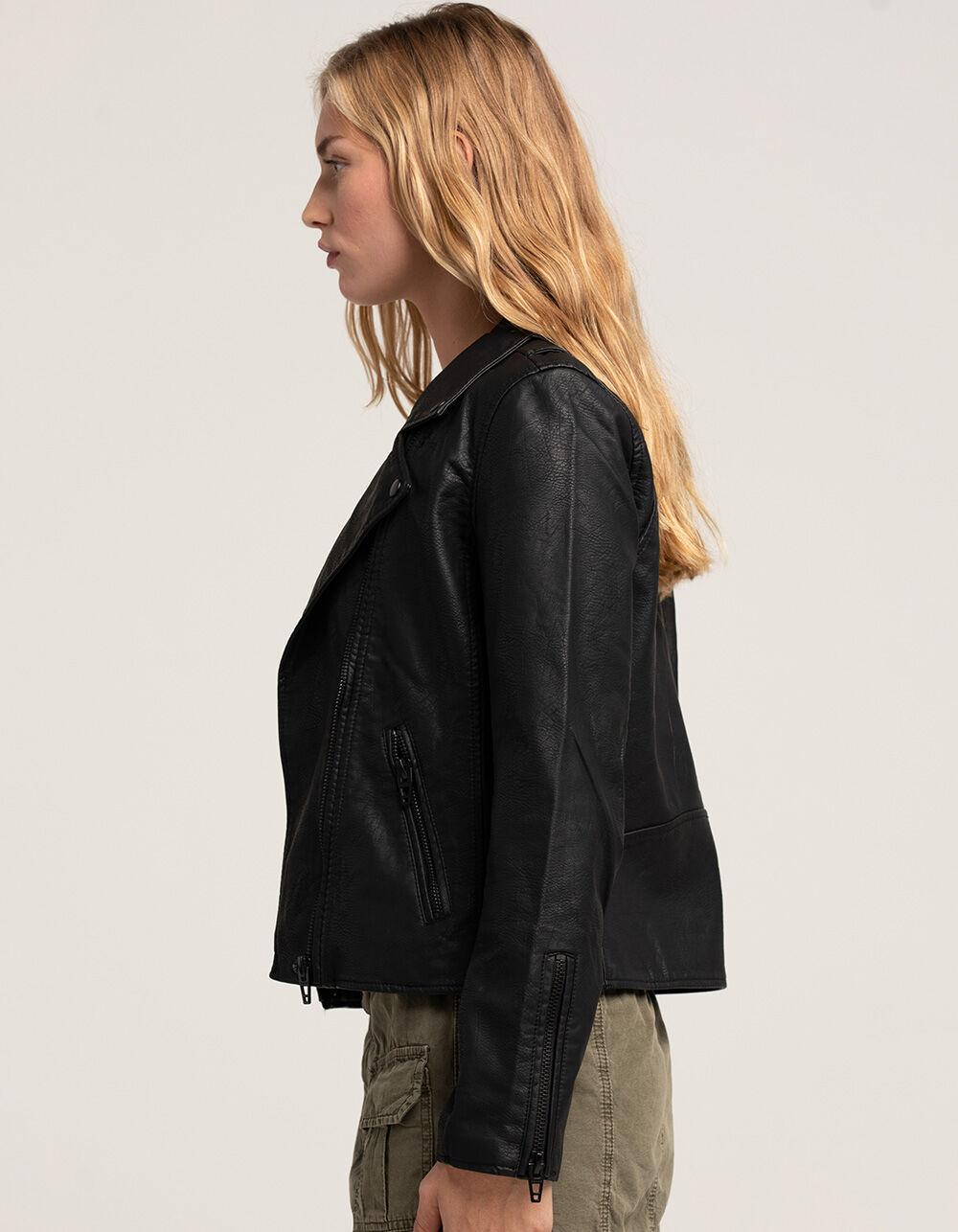 BLANK NYC Vegan Leather Moto Womens Jacket - BLACK Product Image
