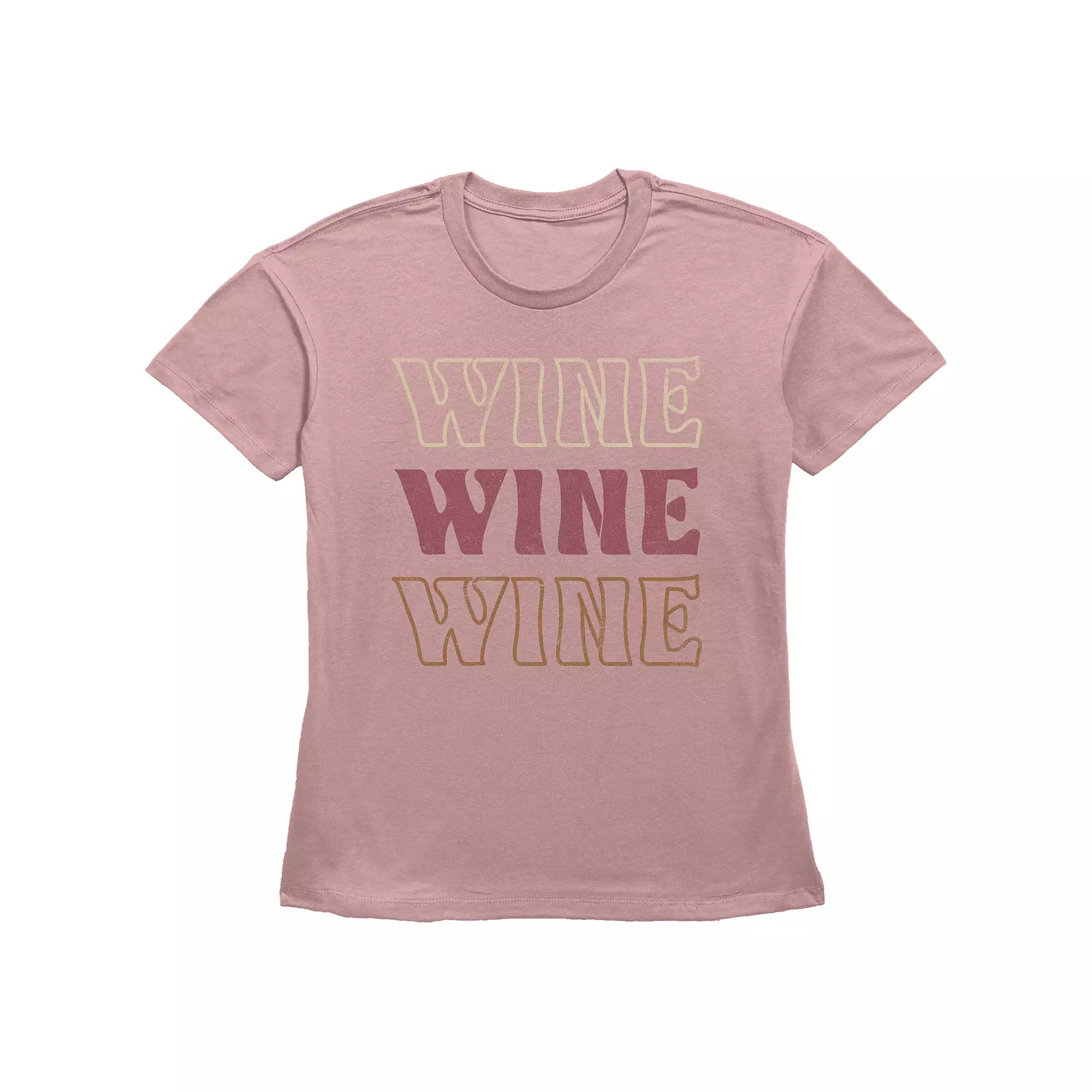 Women's Fifth Sun "Wine" Triple Stacked Text Short Sleeve Graphic Tee, Girl's, Size: Large, Desert Pink Product Image