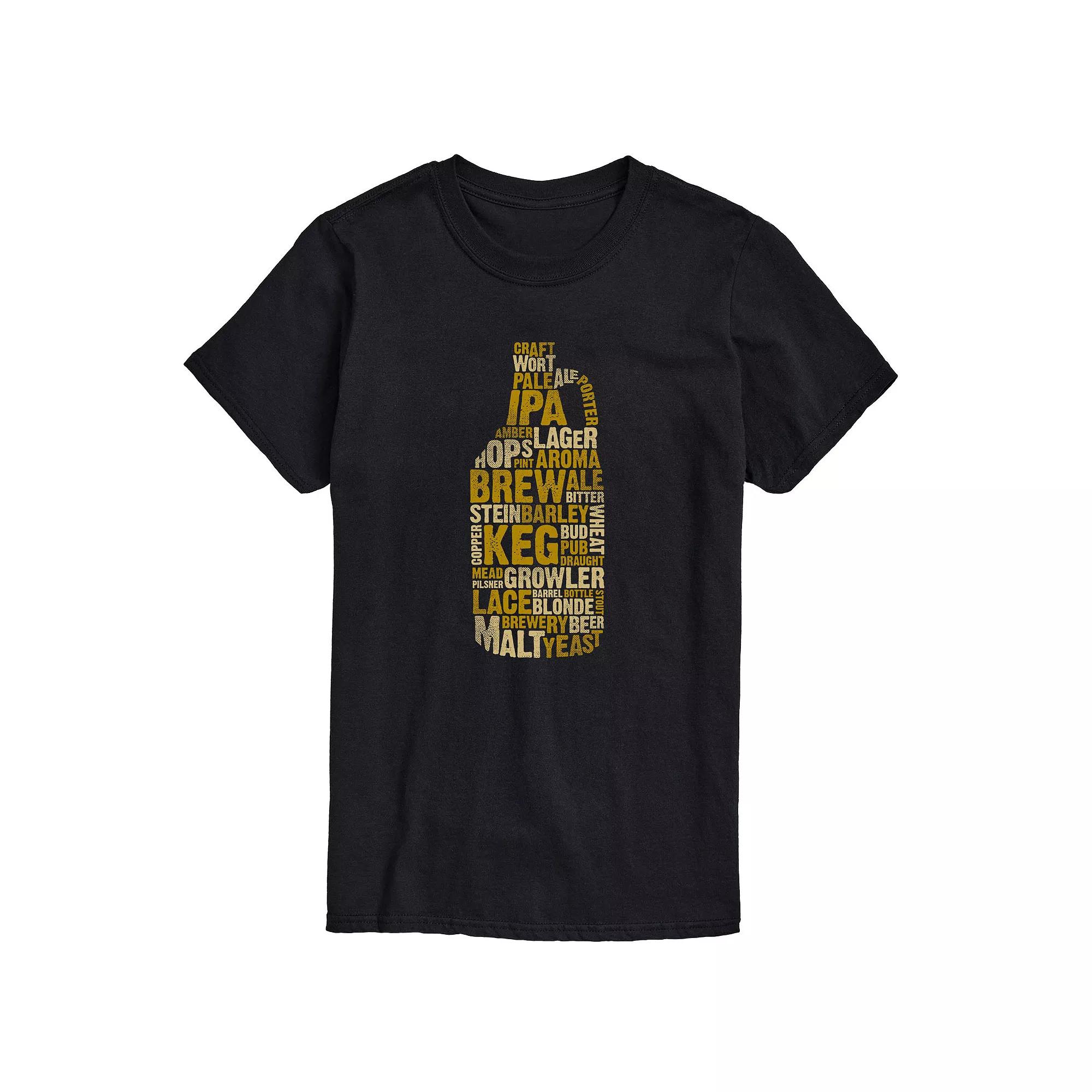 Big & Tall Growler Beer Terms Graphic Tee, Men's,  Product Image