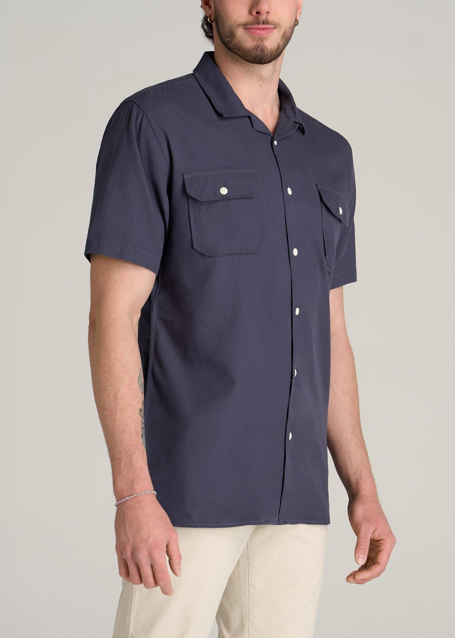 LJ&S Two-Pocket Camp Shirt for Tall Men in Weathered Navy Product Image