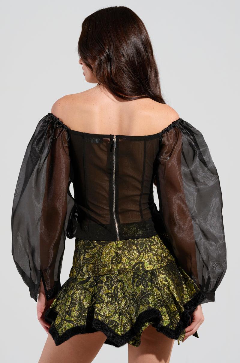 SPIRITED AWAY LONG SLEEVE BLOUSE IN BLACK Product Image