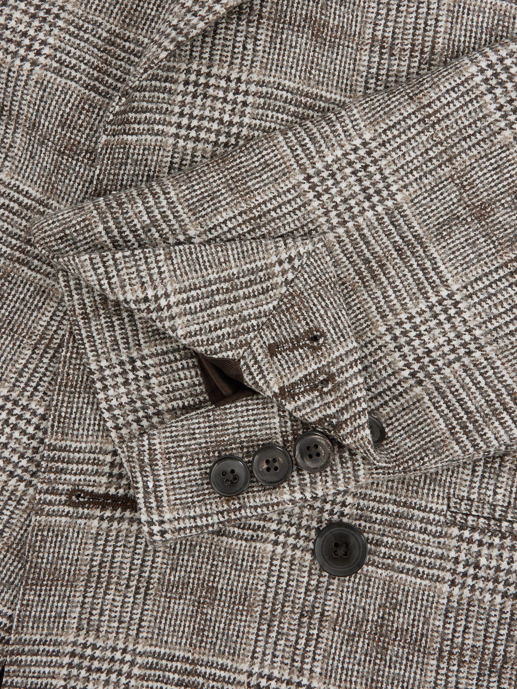 Slim Fit Double Breasted Prince Of Wales Check Blazer in Brown Product Image