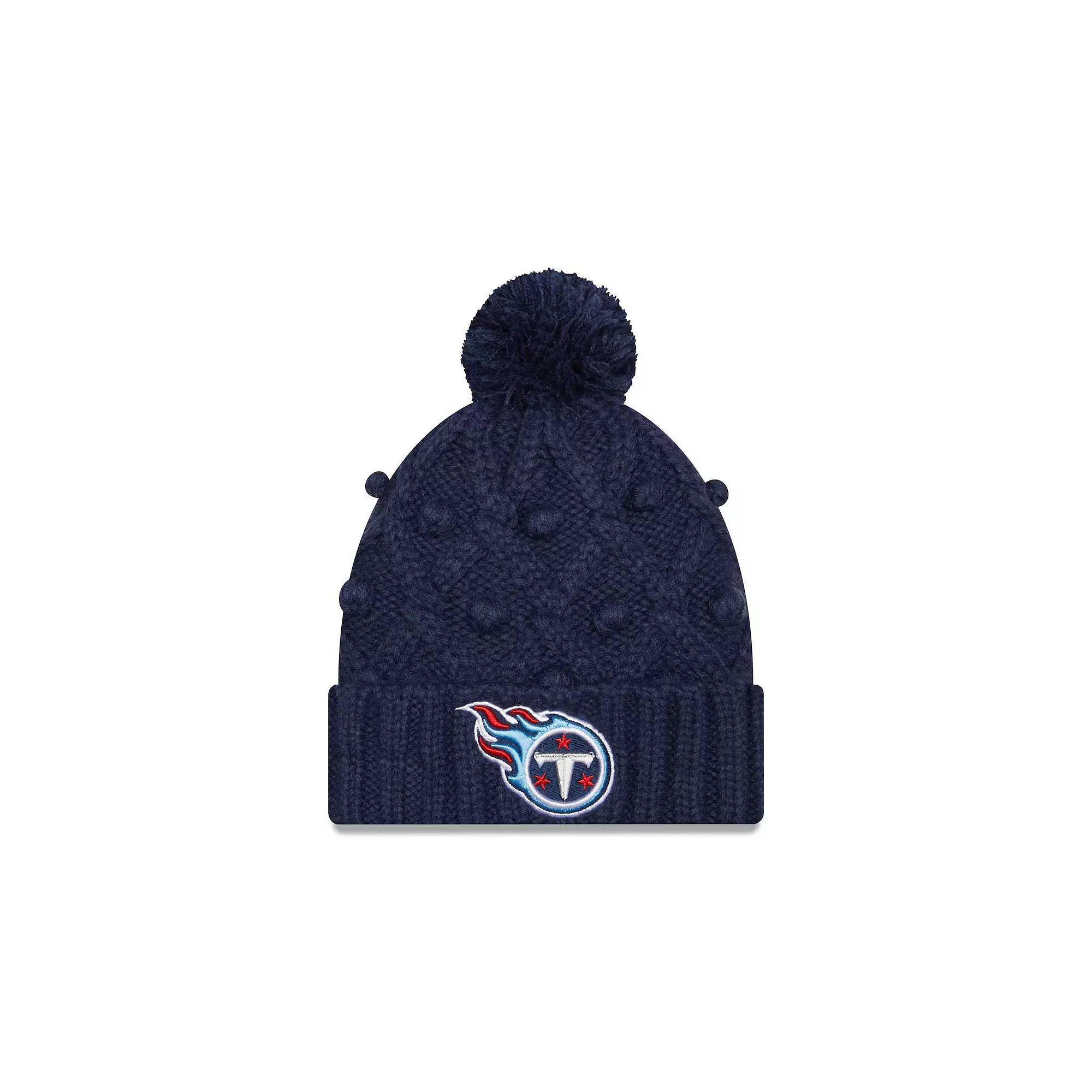 Women's New Era Navy Tennessee Titans Toasty Cuffed Knit Hat with Pom, Blue Product Image