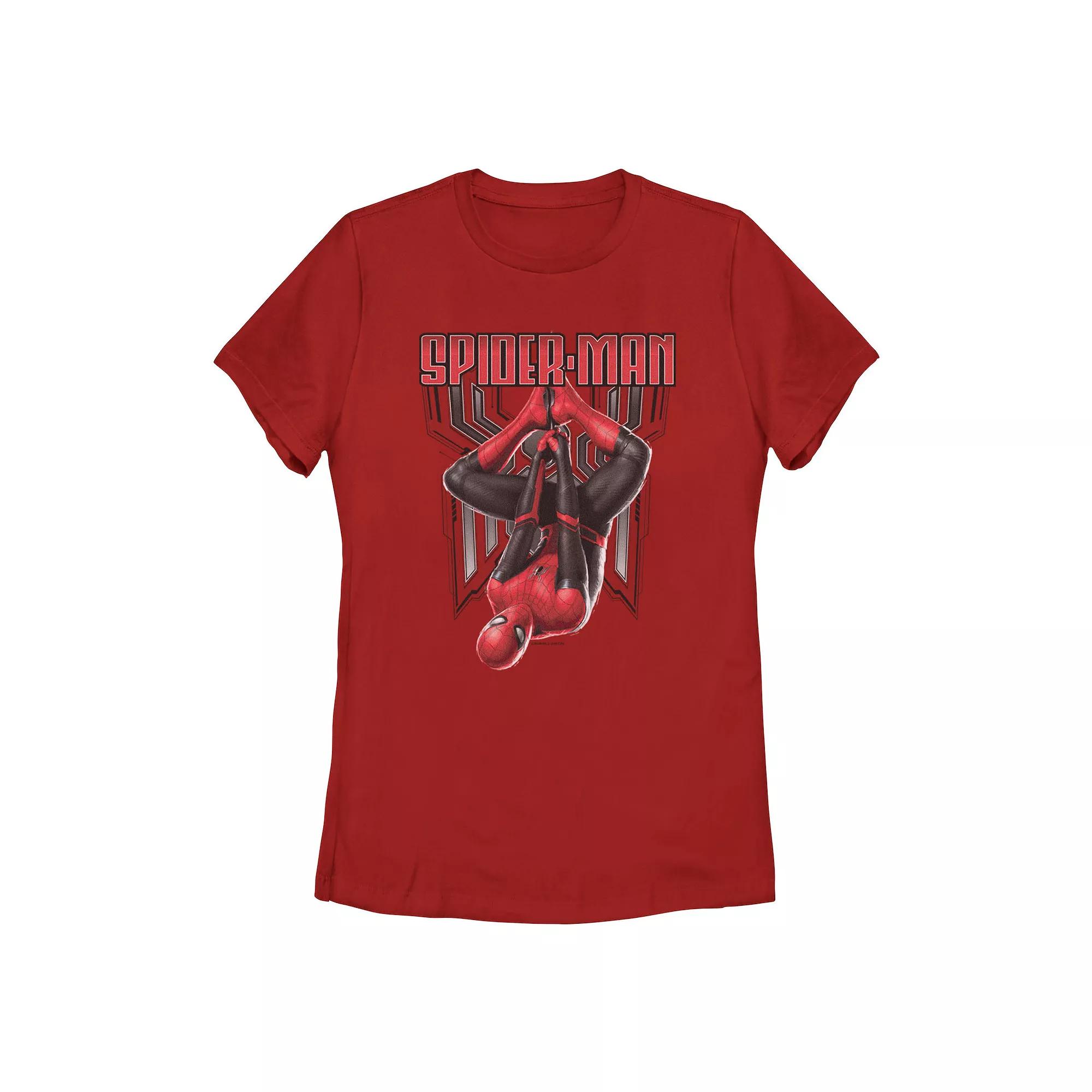 Juniors' Marvel Spider-Man Hanging Around Graphic Tee, Girl's, Size: Medium, Red Product Image