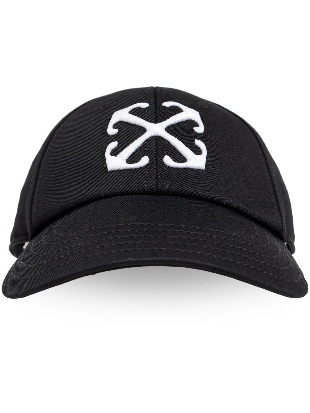 OFF-WHITE Arrow Brand-embroidered Cotton-twill Baseball Cap In Black White Product Image