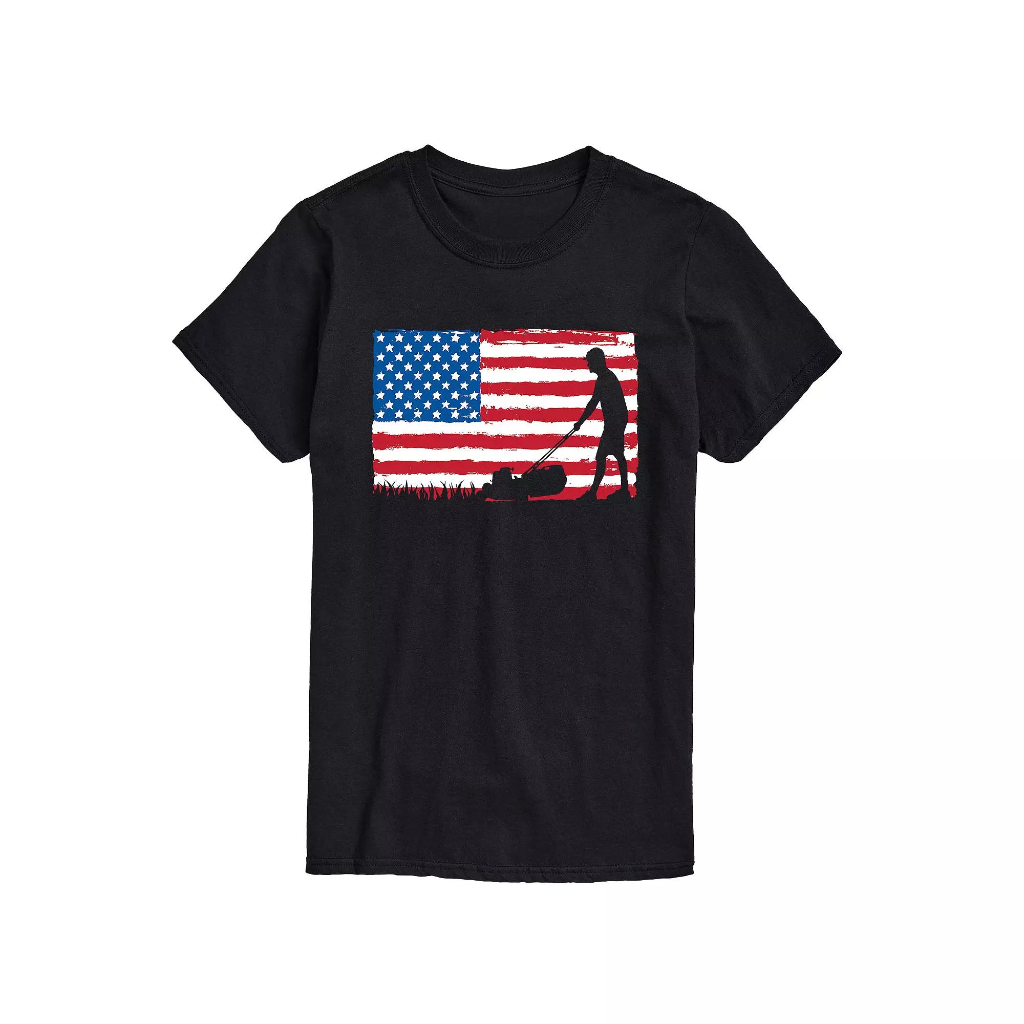 Men's Lawn Mower Flag Graphic Tee,  Product Image