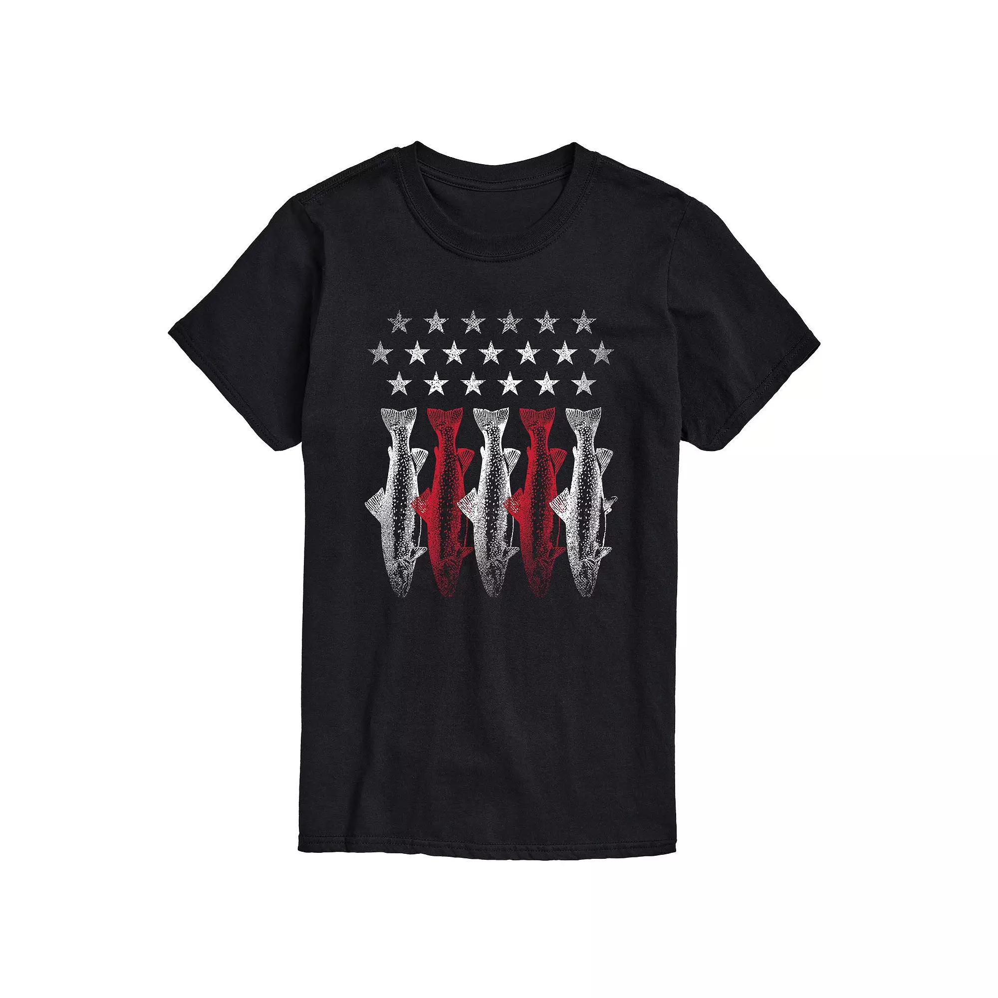 Men's Americana Flag Fish Graphic Tee,  Product Image
