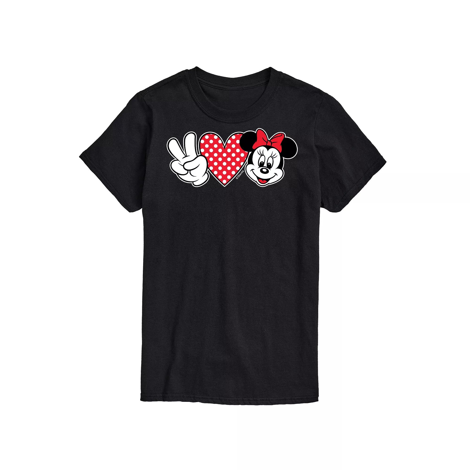 Disney's Minnie Mouse Men's Peace Love Minnie Graphic Tee,  Product Image