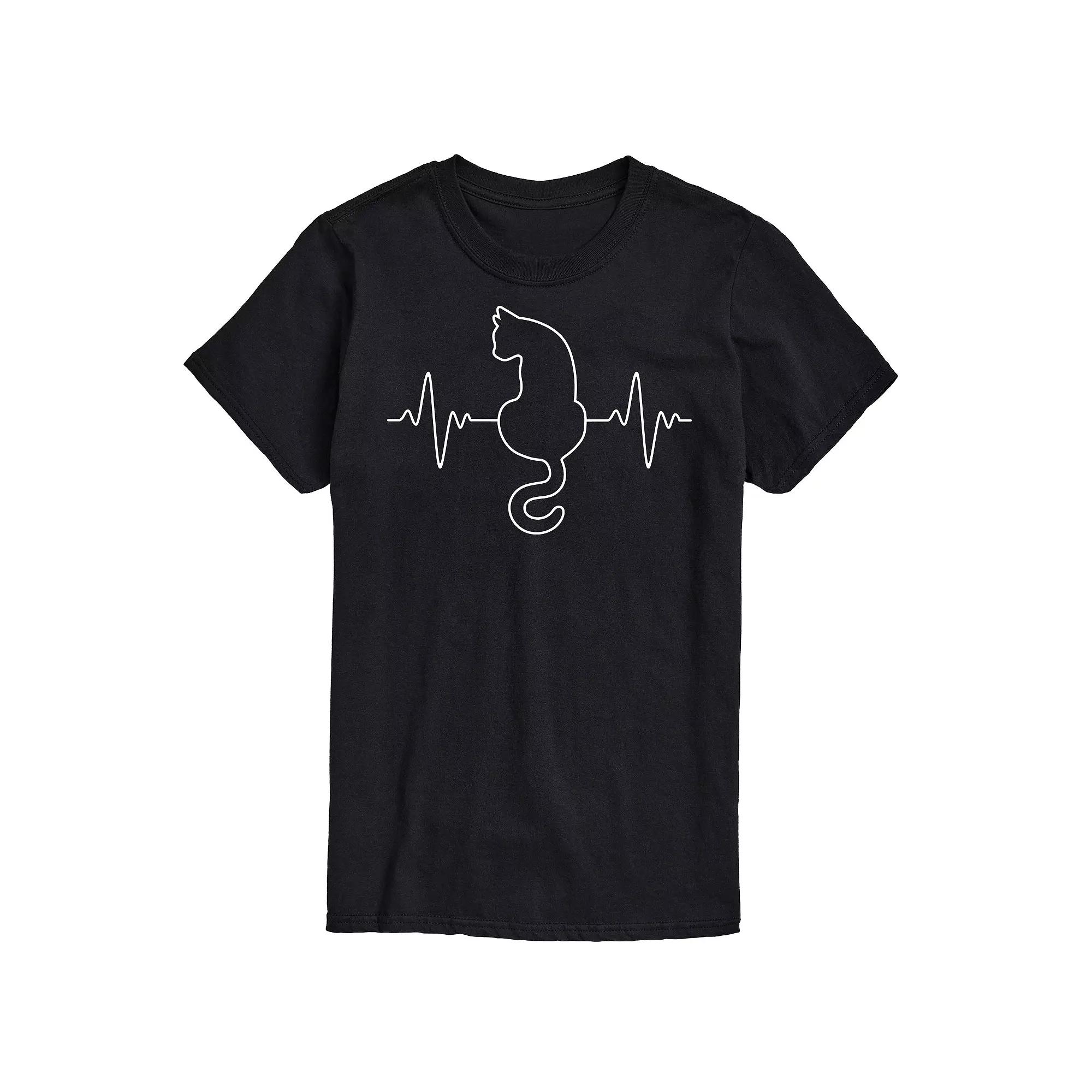 Big & Tall Cat Heart Beat Chart Graphic Tee, Men's,  Product Image