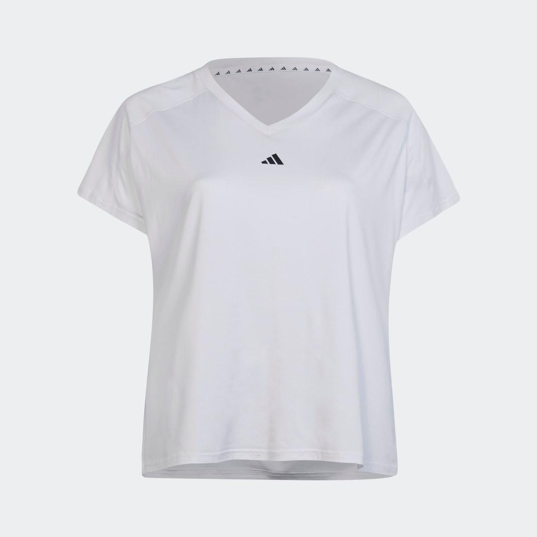 adidas AEROREADY Train Essentials Minimal Branding V-Neck Tee (Plus Size) White 1X Womens Product Image