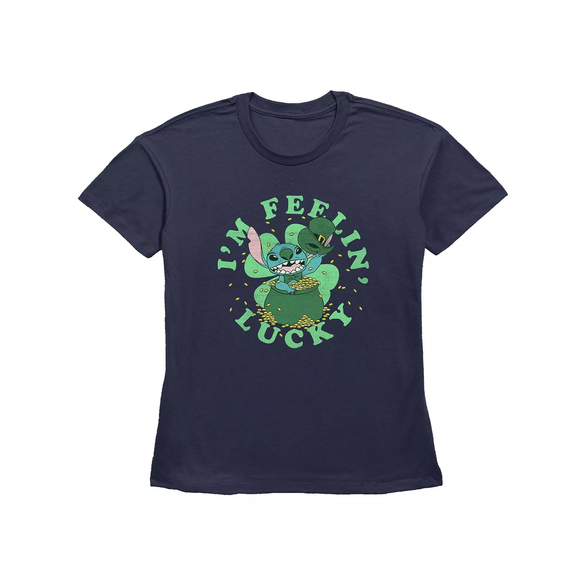 Disney's Lilo & Stitch I'm Feeling Lucky Stitch Women's Graphic Tee, Girl's,  Product Image