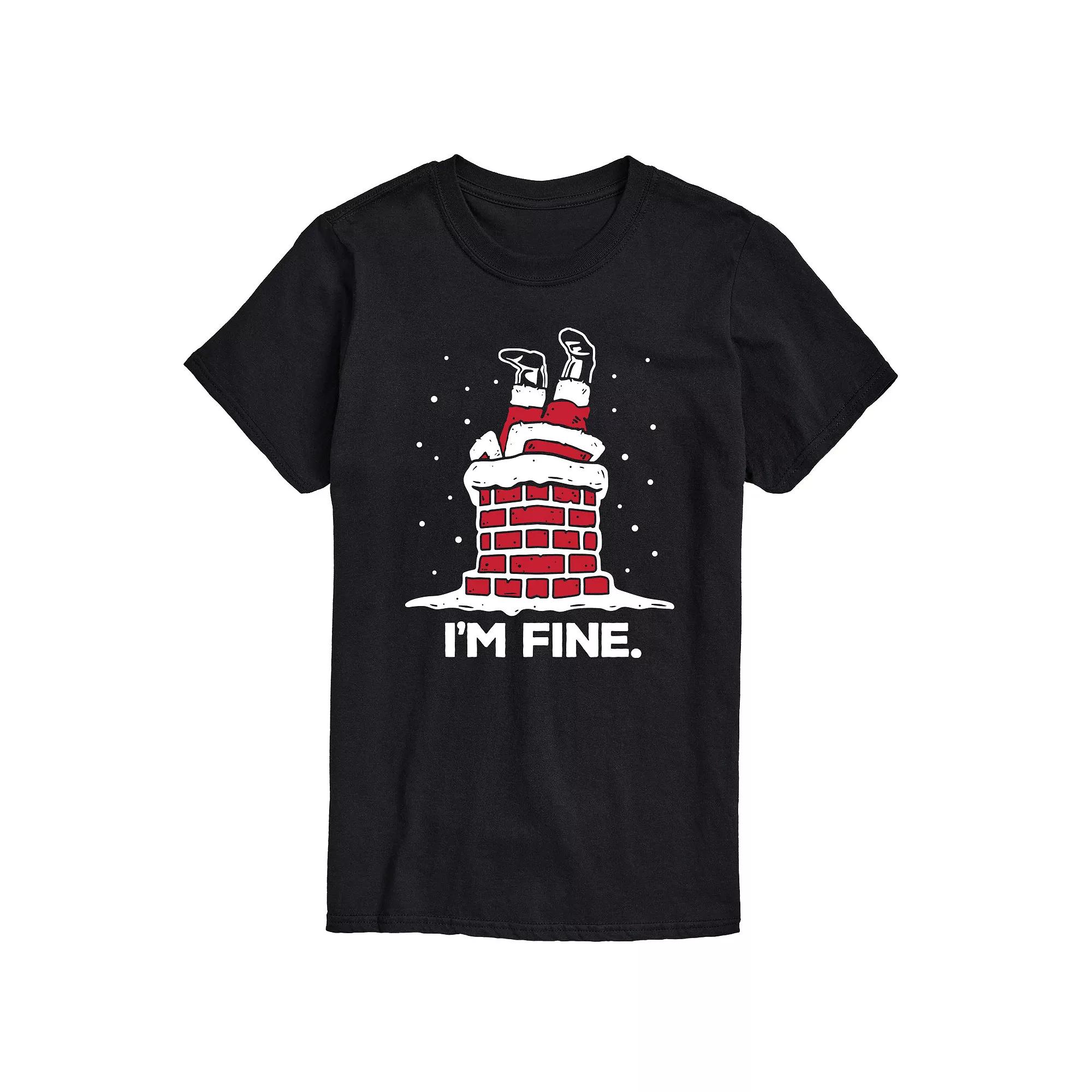 Big & Tall I'm Fine Santa Chimney Graphic Tee, Men's,  Product Image